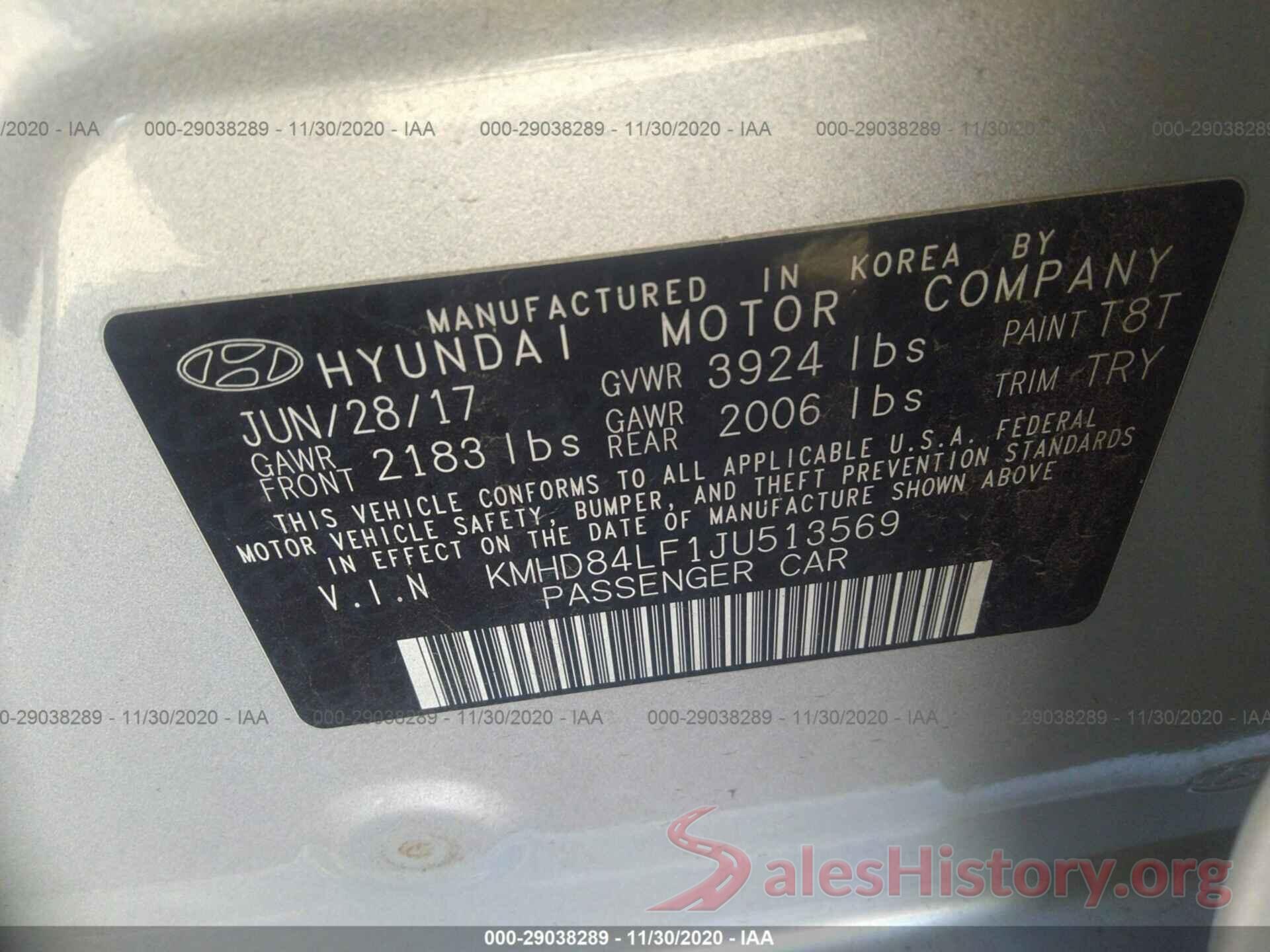 KMHD84LF1JU513569 2018 HYUNDAI ELANTRA