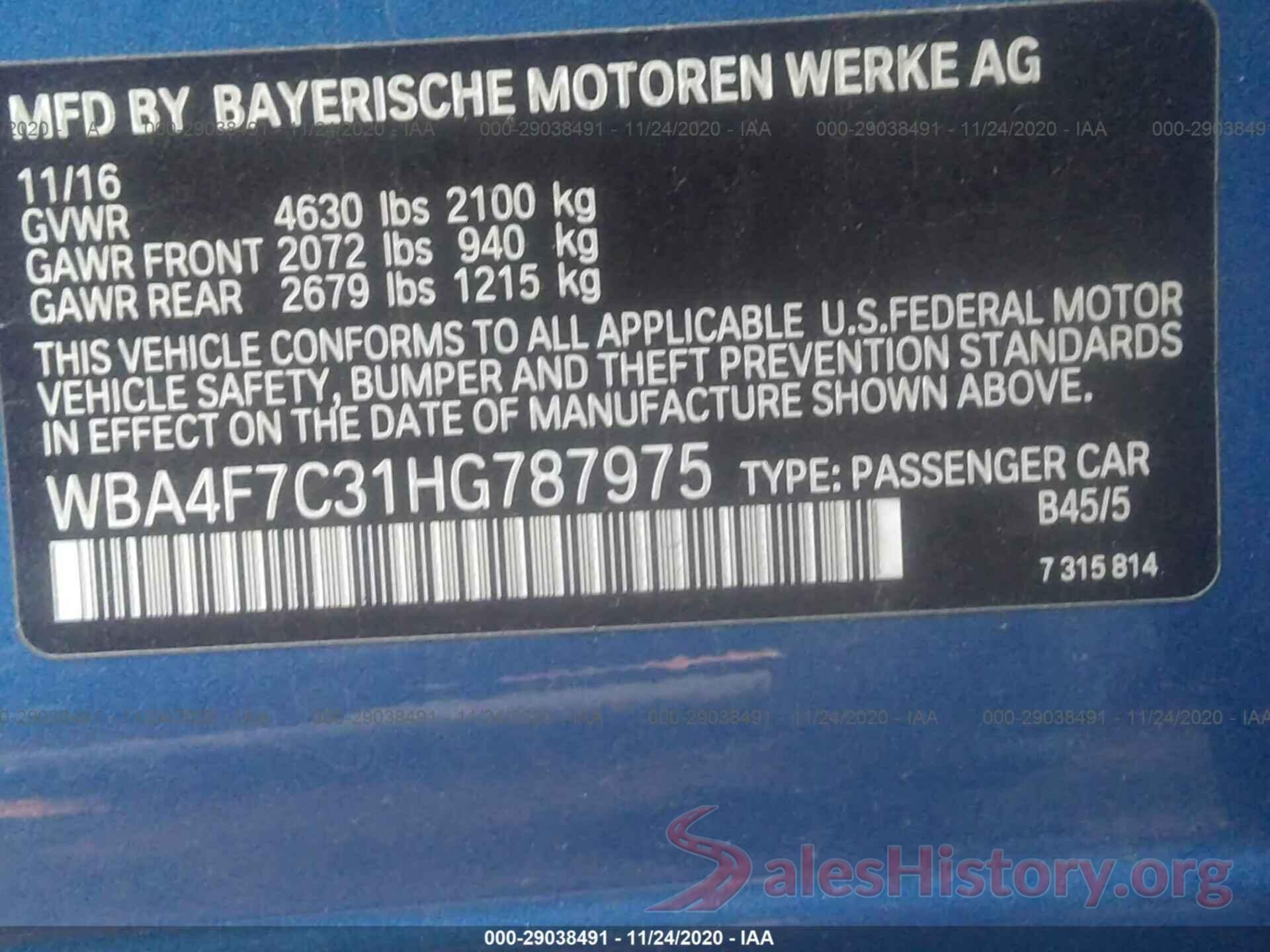 WBA4F7C31HG787975 2017 BMW 4 SERIES