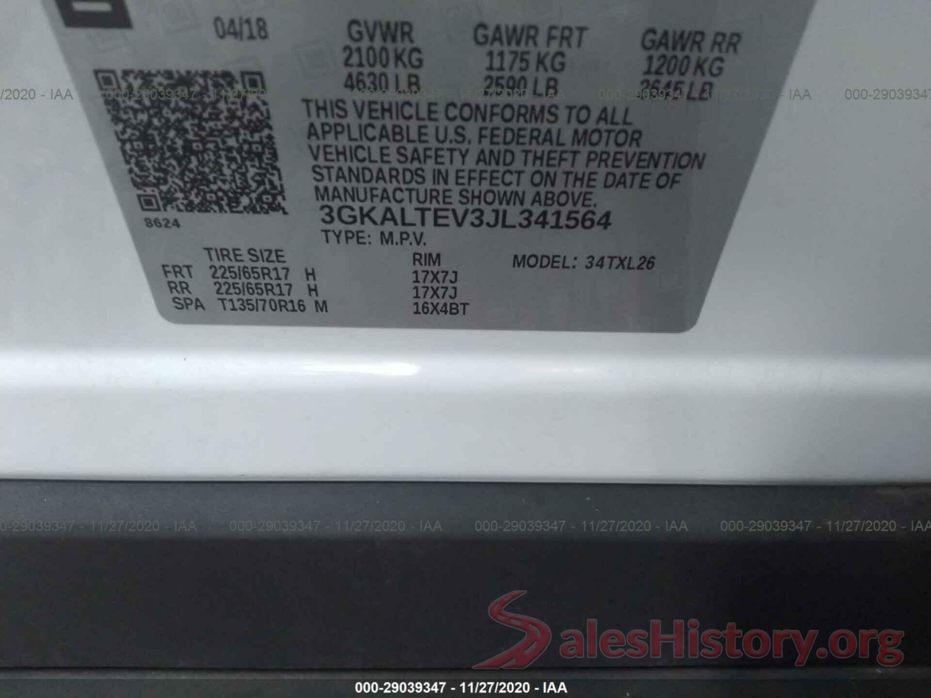 3GKALTEV3JL341564 2018 GMC TERRAIN