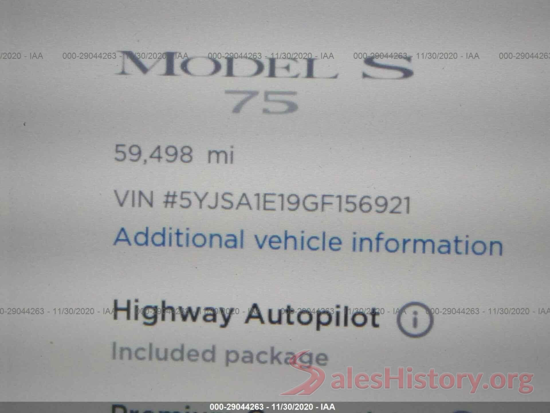 5YJSA1E19GF156921 2016 TESLA MODEL S