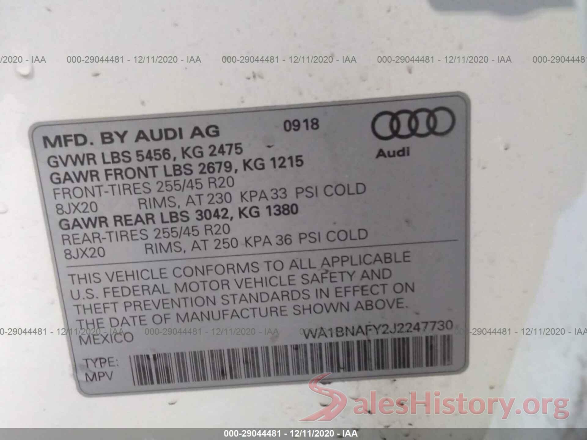 WA1BNAFY2J2247730 2018 AUDI Q5