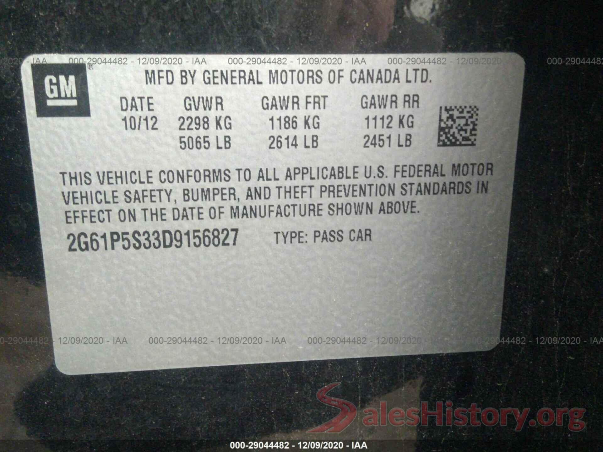 2G61P5S33D9156827 2013 CADILLAC XTS