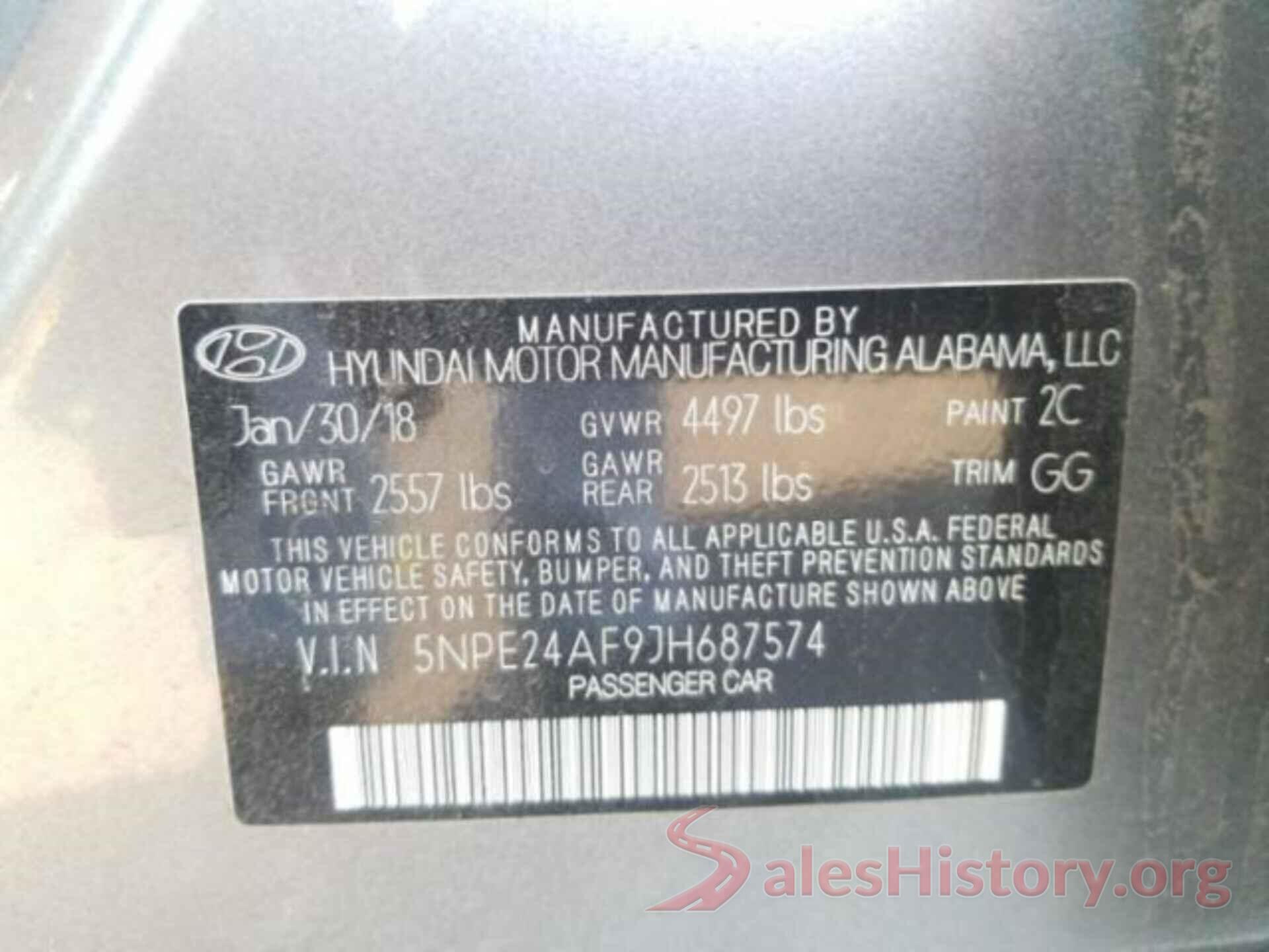 5NPE24AF9JH687574 2018 HYUNDAI SONATA