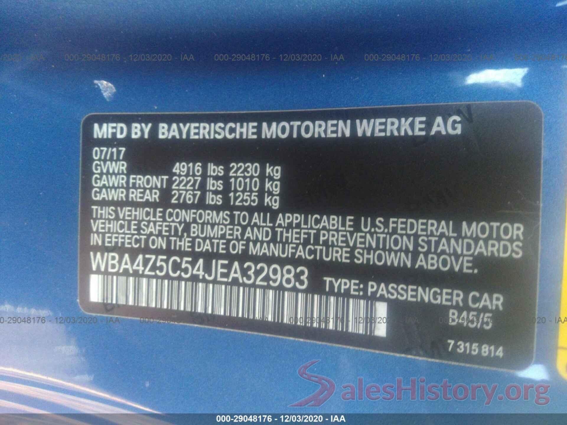 WBA4Z5C54JEA32983 2018 BMW 4 SERIES