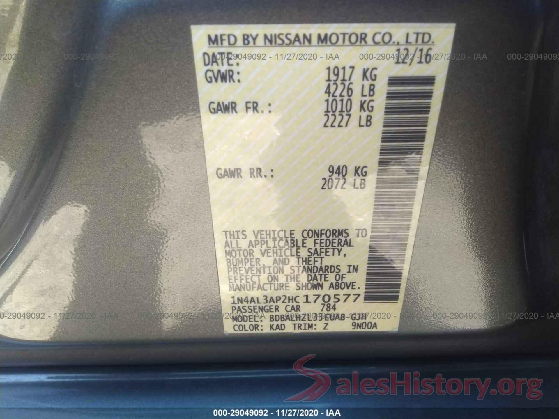 1N4AL3AP2HC170577 2017 NISSAN ALTIMA