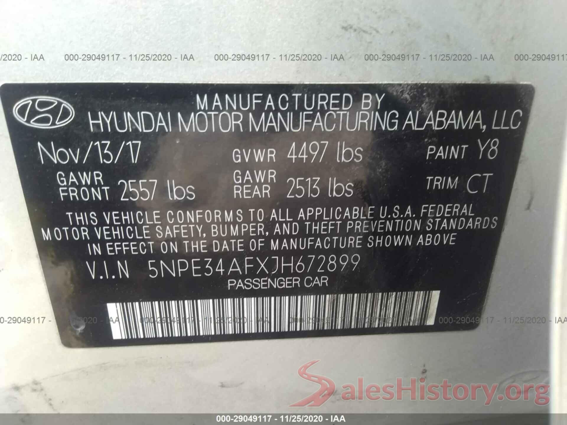 5NPE34AFXJH672899 2018 HYUNDAI SONATA