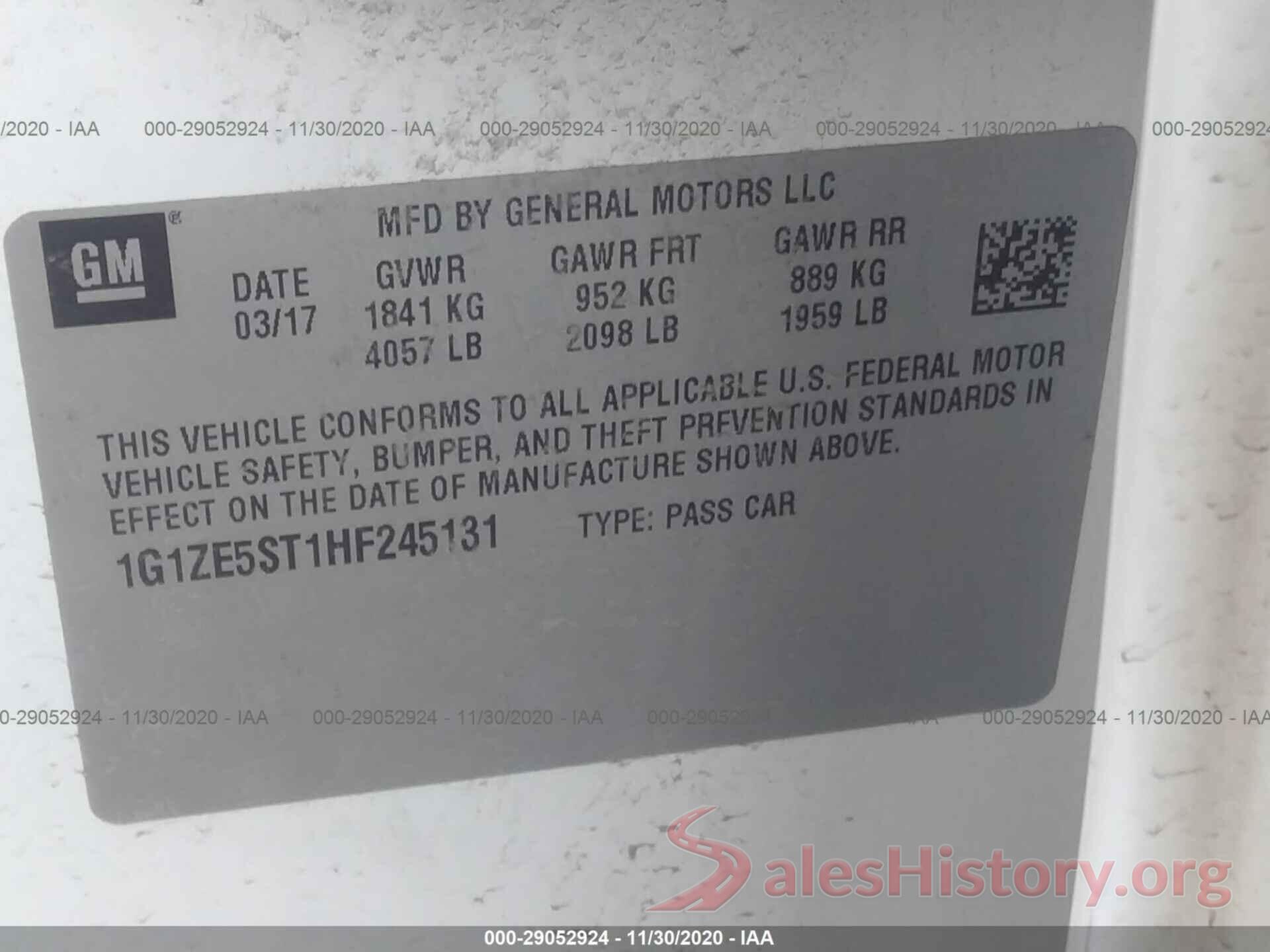 1G1ZE5ST1HF245131 2017 CHEVROLET MALIBU