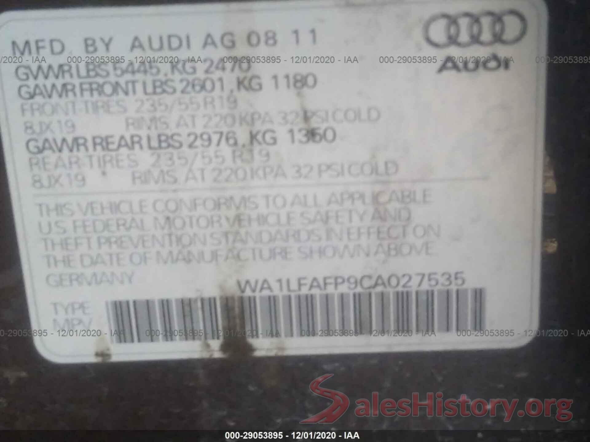 WA1LFAFP9CA027535 2012 AUDI Q5