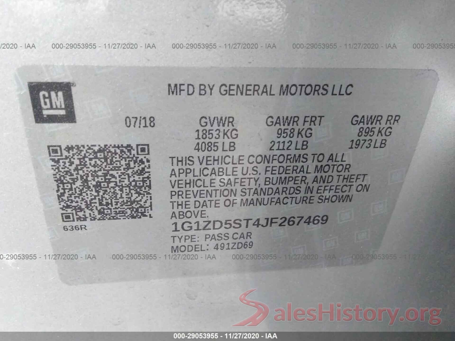 1G1ZD5ST4JF267469 2018 CHEVROLET MALIBU