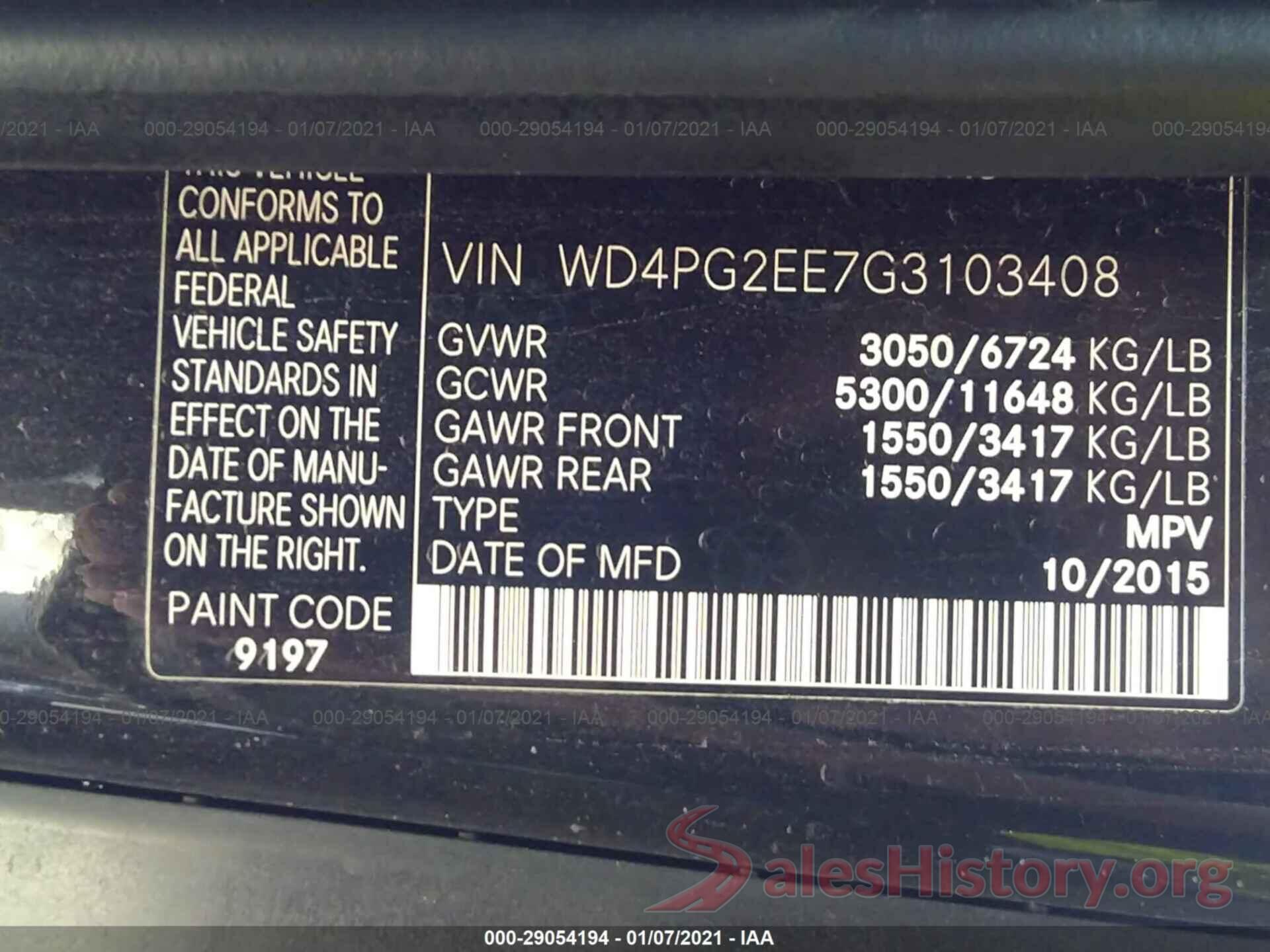 WD4PG2EE7G3103408 2016 MERCEDES-BENZ METRIS PASSENGER VAN