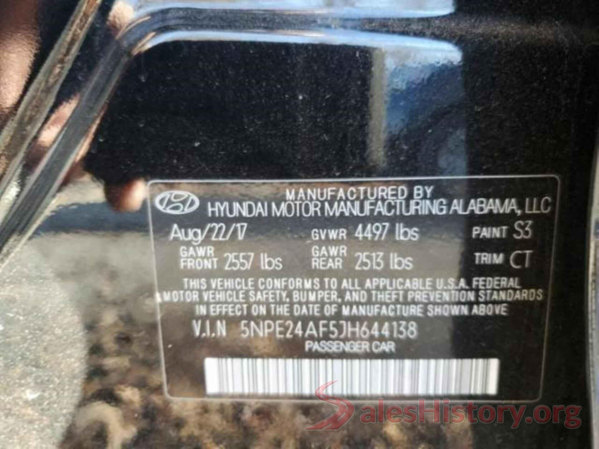 5NPE24AF5JH644138 2018 HYUNDAI SONATA