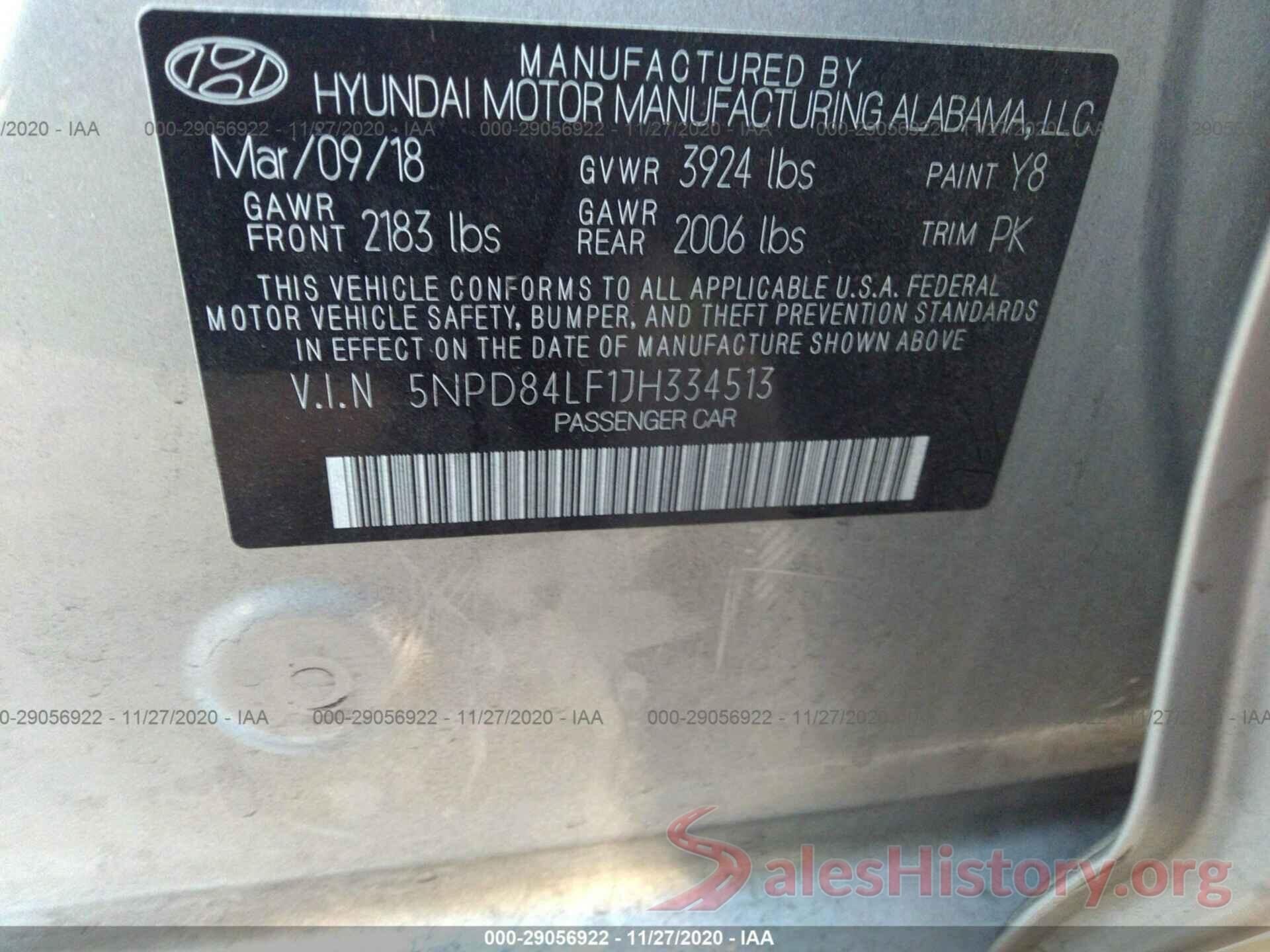 5NPD84LF1JH334513 2018 HYUNDAI ELANTRA