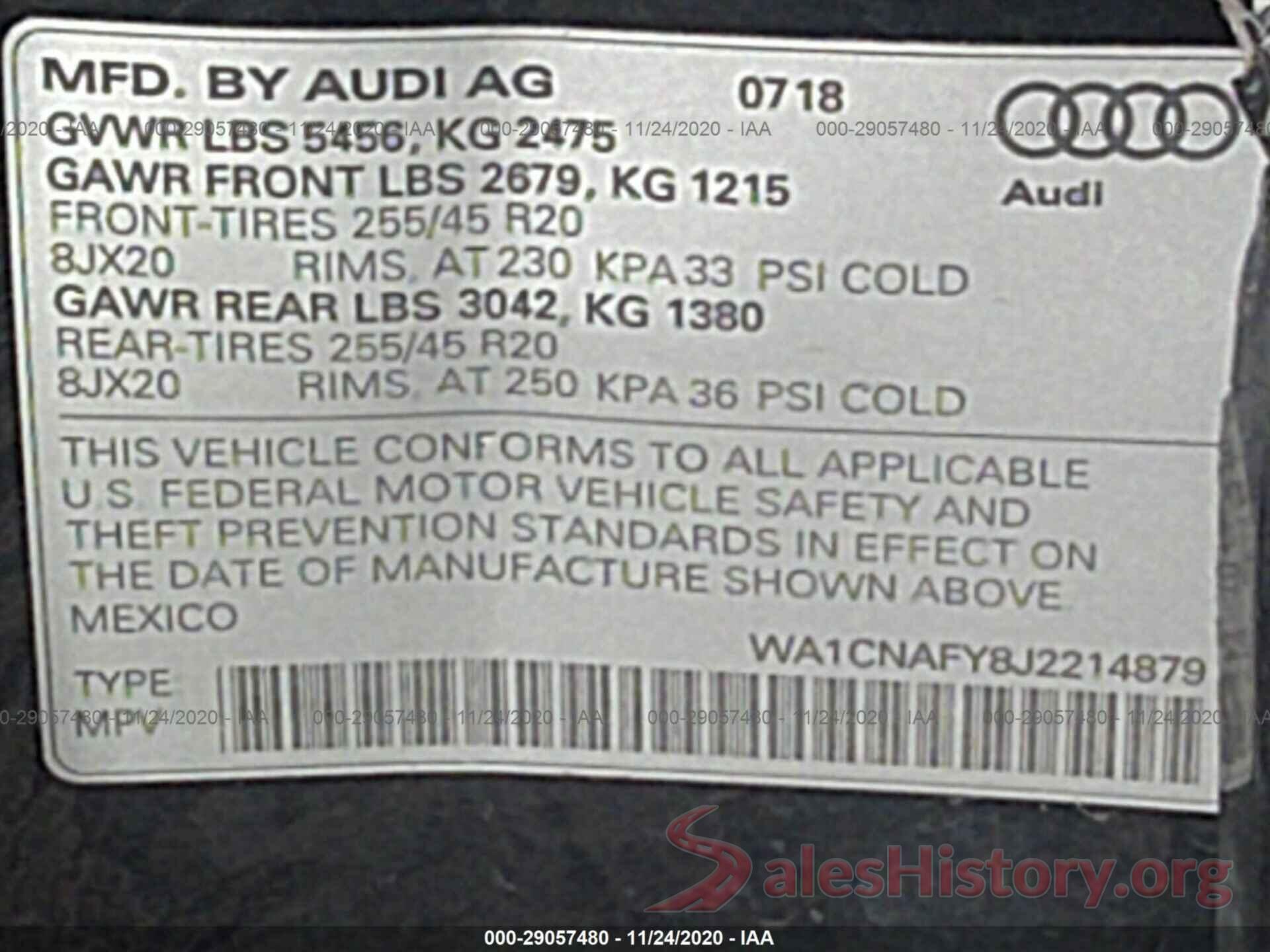 WA1CNAFY8J2214879 2018 AUDI Q5