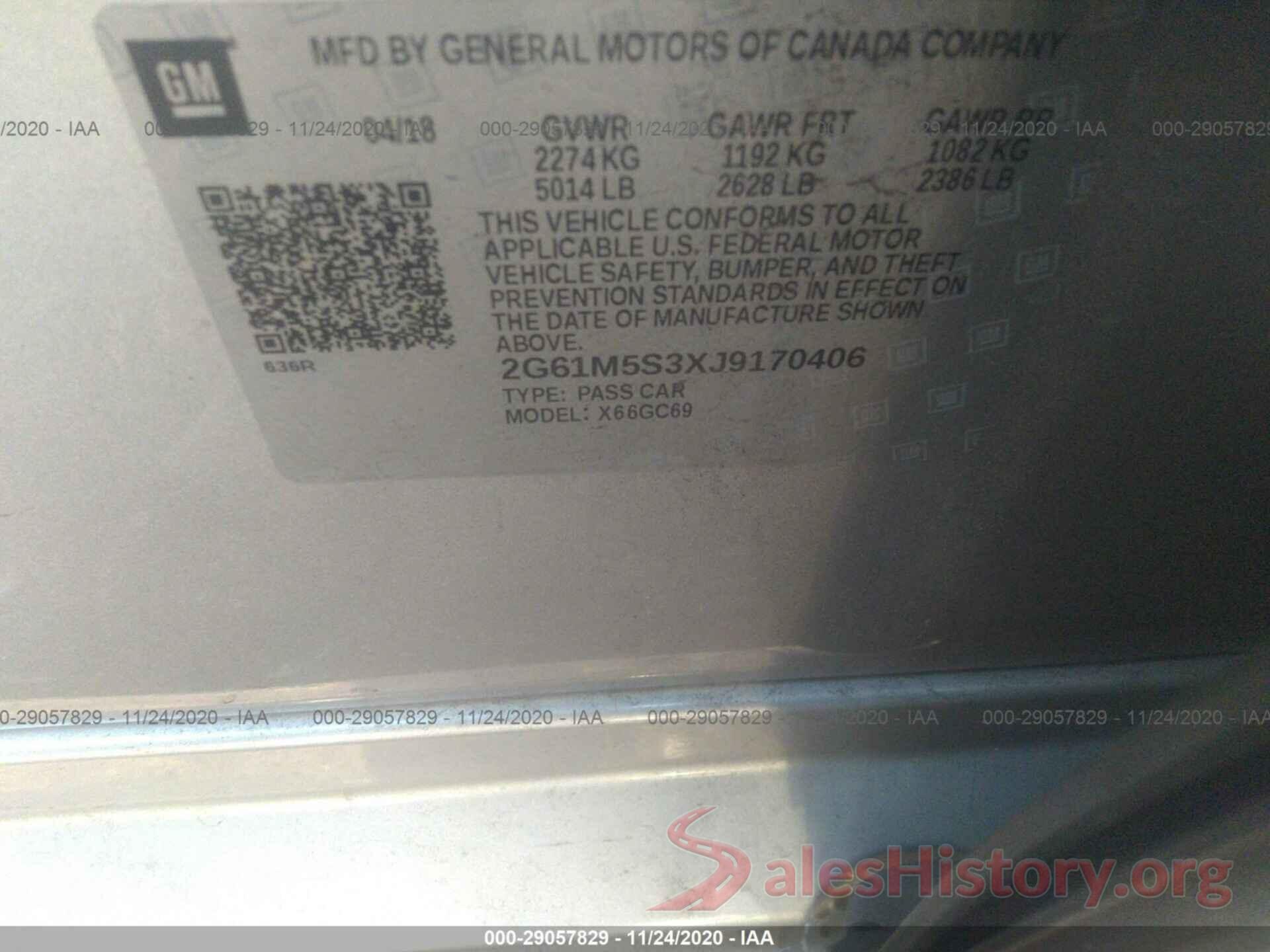 2G61M5S3XJ9170406 2018 CADILLAC XTS