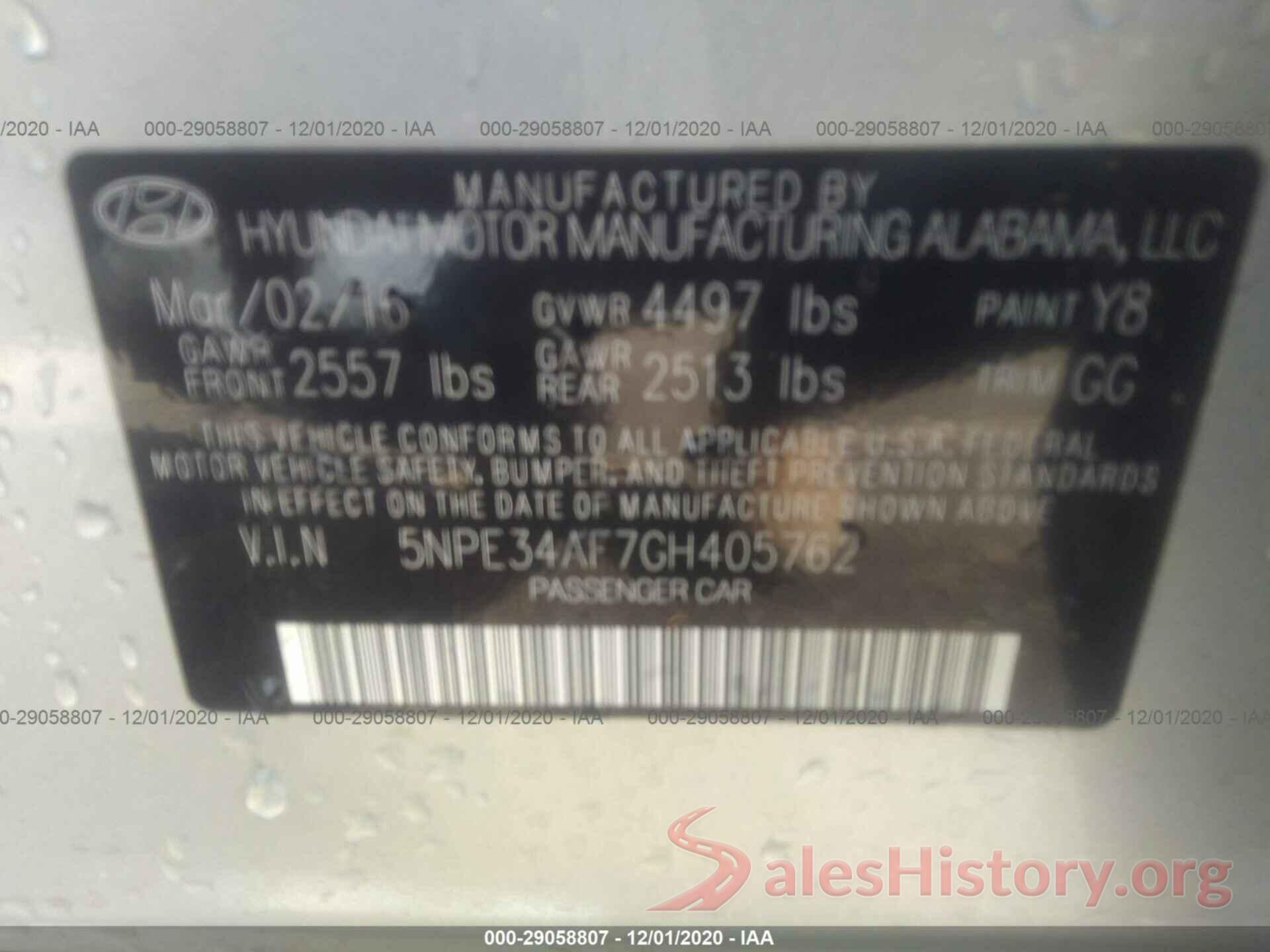 5NPE34AF7GH405762 2016 HYUNDAI SONATA