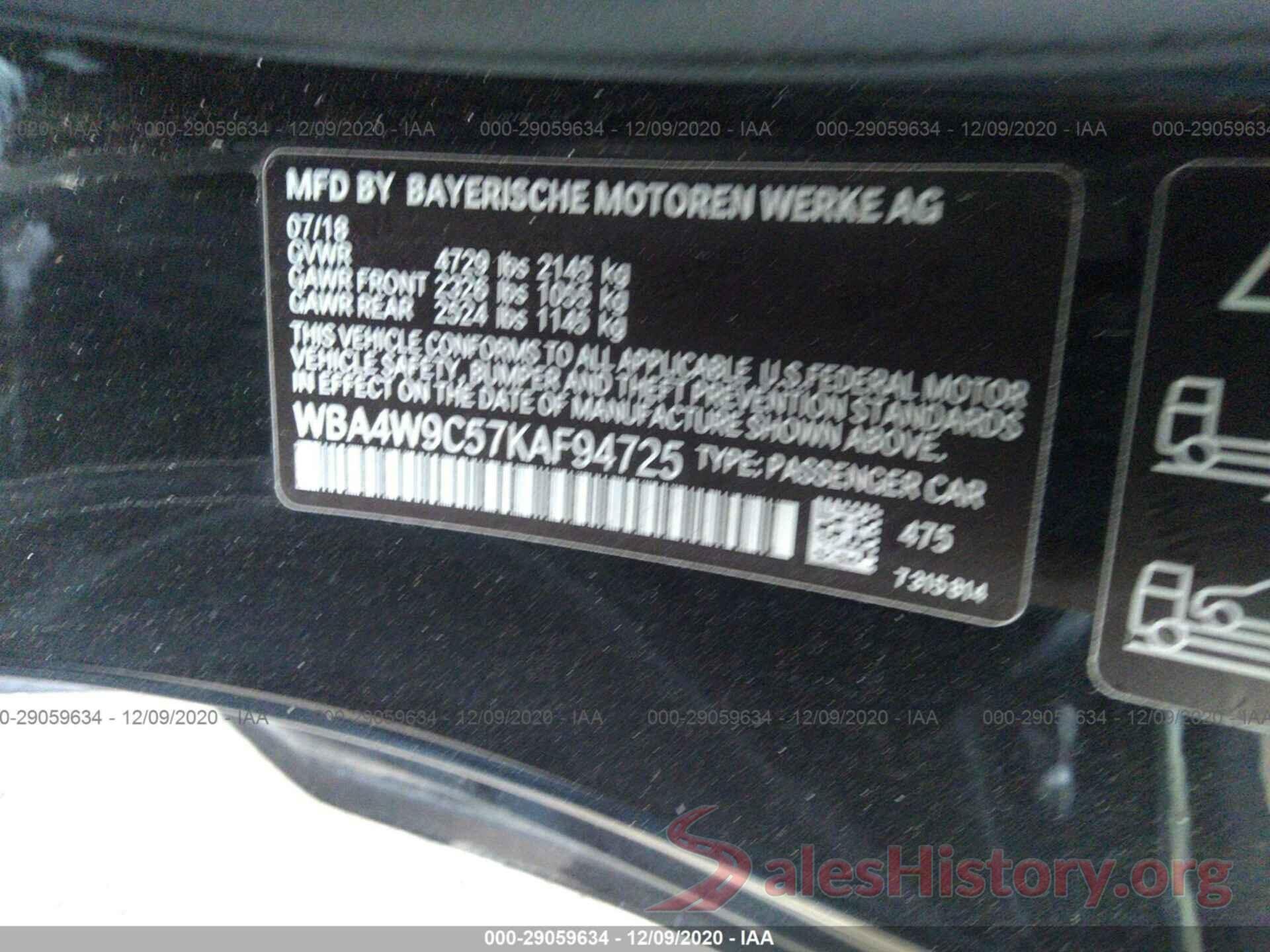 WBA4W9C57KAF94725 2019 BMW 4 SERIES