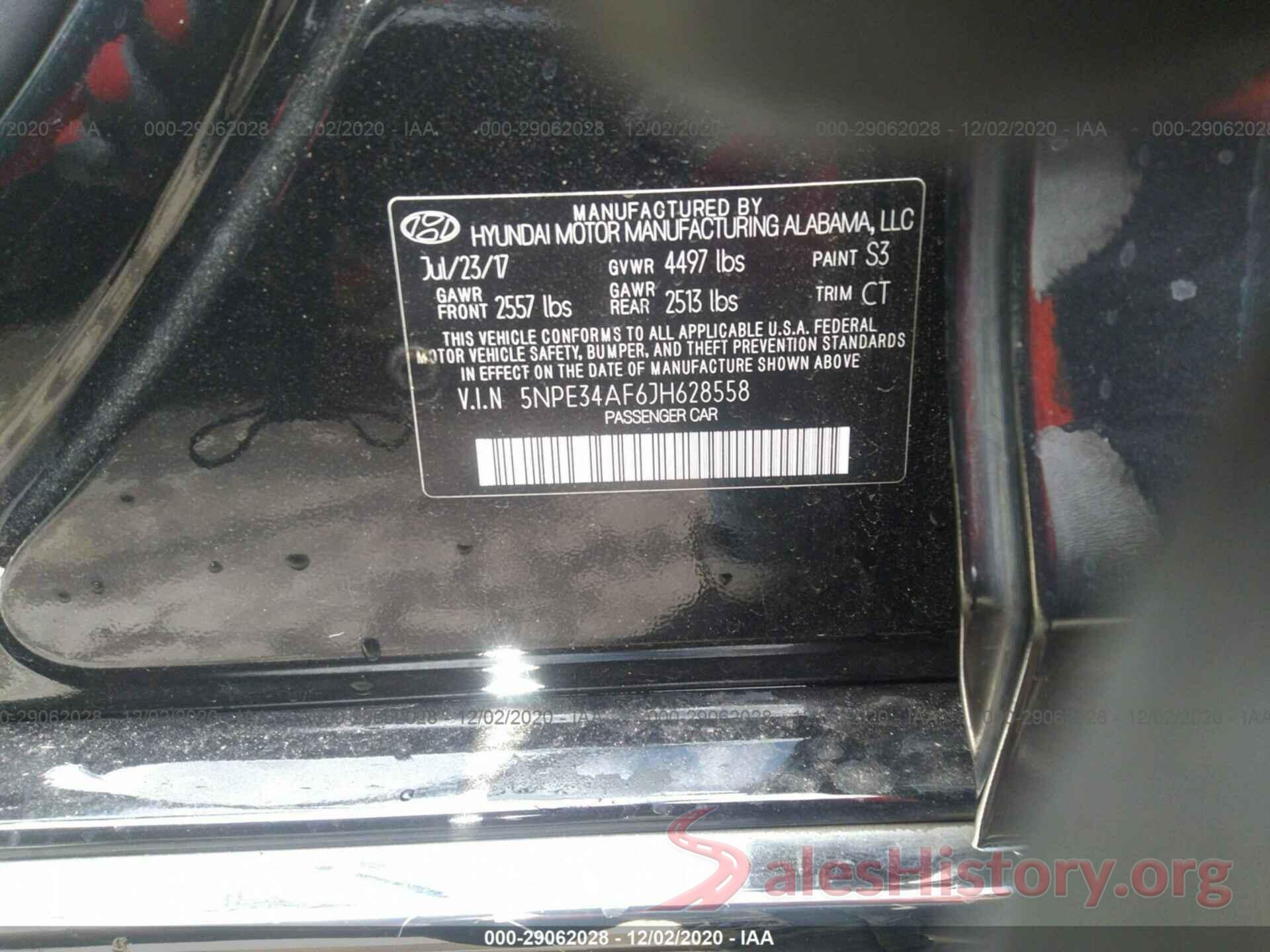 5NPE34AF6JH628558 2018 HYUNDAI SONATA