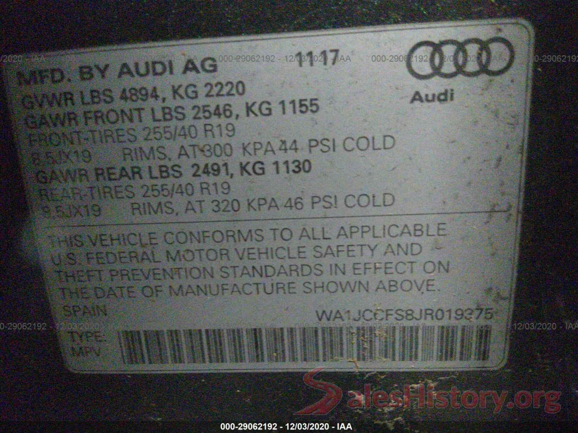 WA1JCCFS8JR019375 2018 AUDI Q3