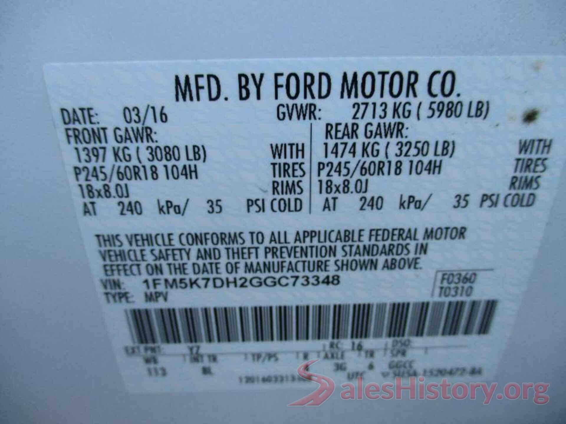 1FM5K7DH2GGC73348 2016 FORD EXPLORER