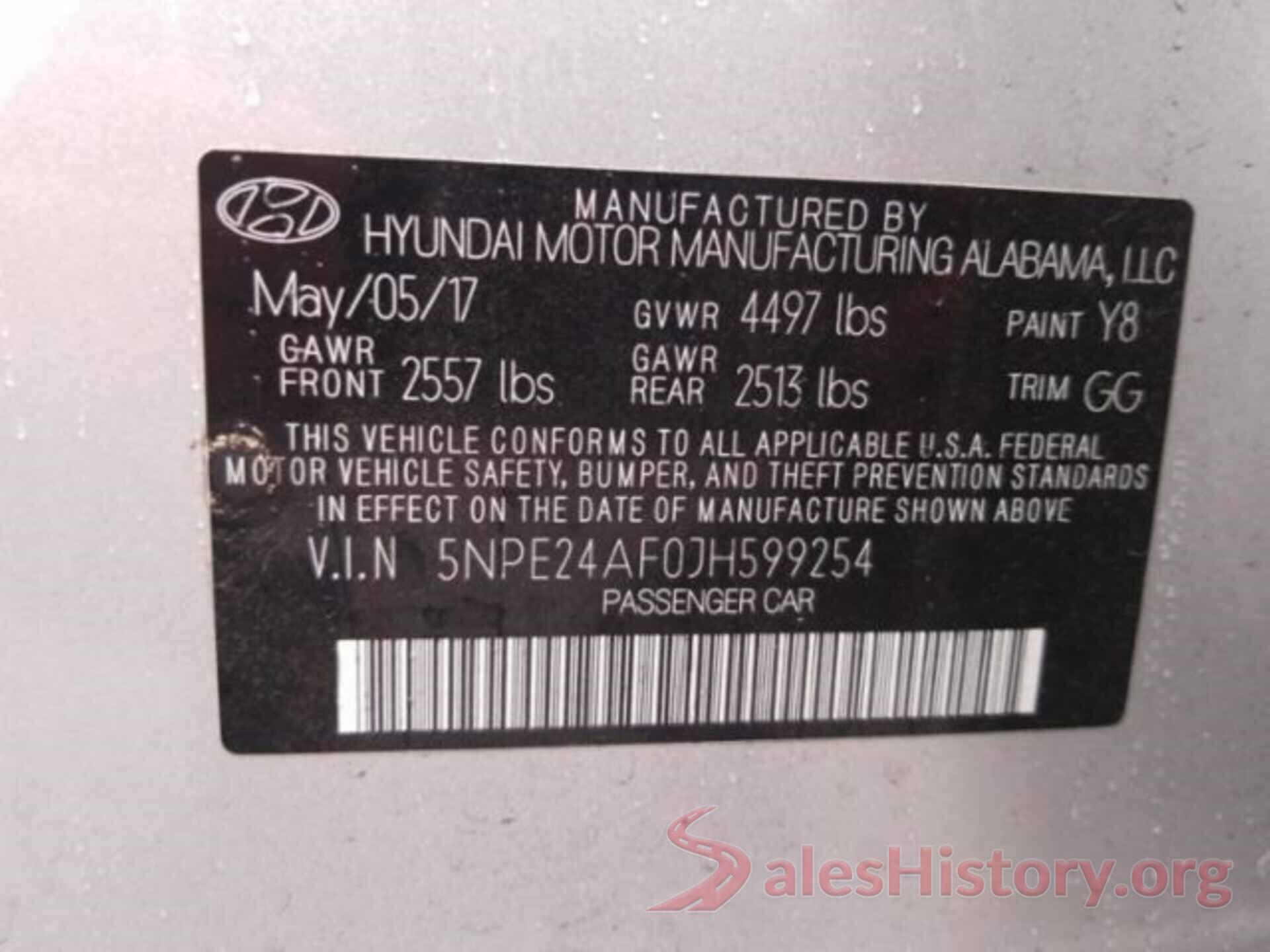 5NPE24AF0JH599254 2018 HYUNDAI SONATA