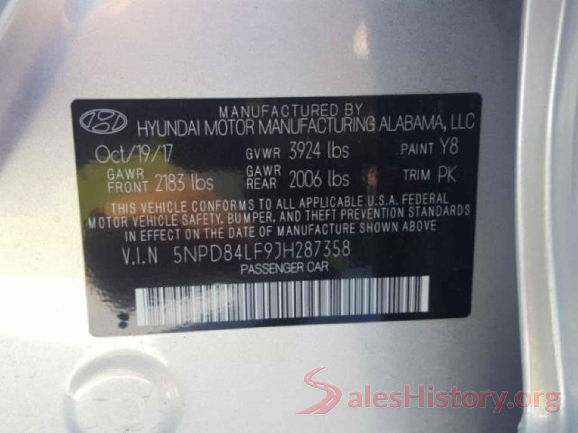 5NPD84LF9JH287358 2018 HYUNDAI ELANTRA