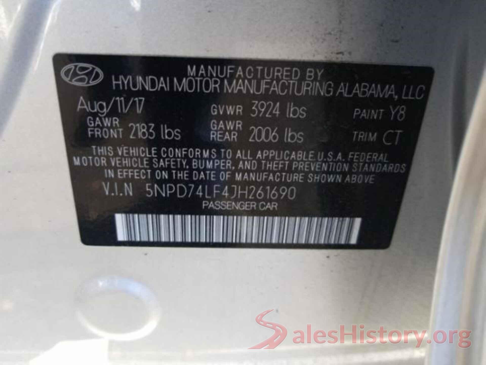 5NPD74LF4JH261690 2018 HYUNDAI ELANTRA