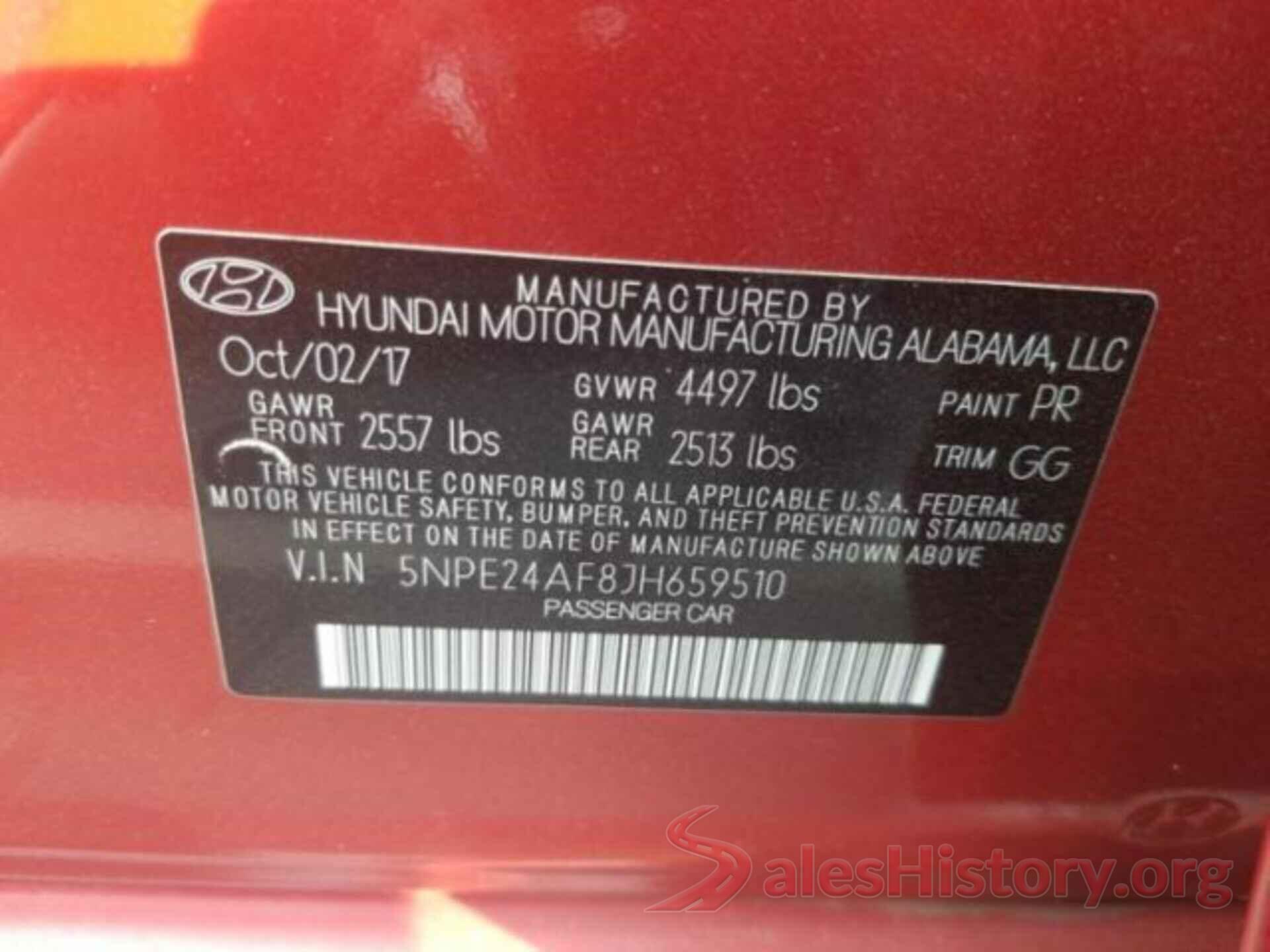 5NPE24AF8JH659510 2018 HYUNDAI SONATA