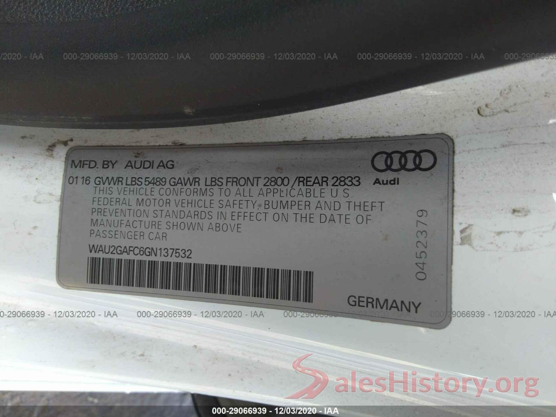 WAU2GAFC6GN137532 2016 AUDI A7