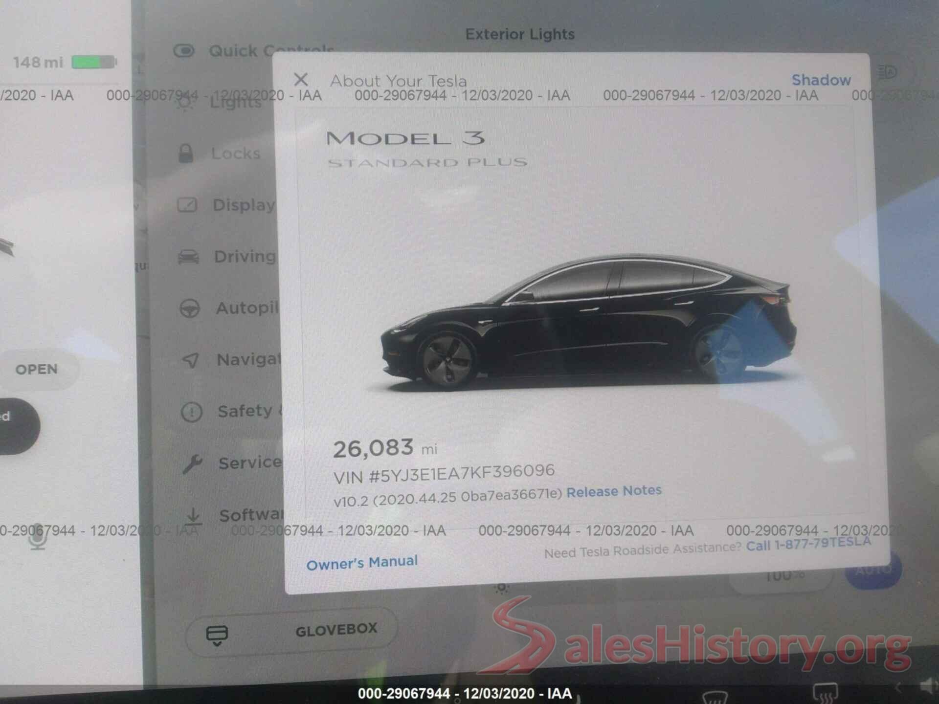 5YJ3E1EA7KF396096 2019 TESLA MODEL 3