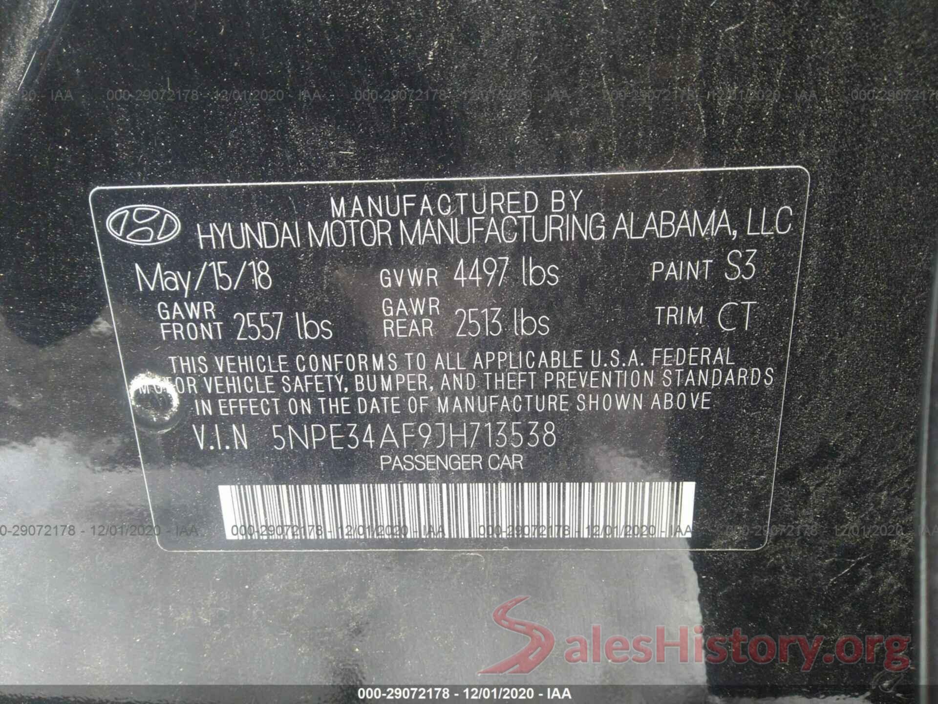 5NPE34AF9JH713538 2018 HYUNDAI SONATA