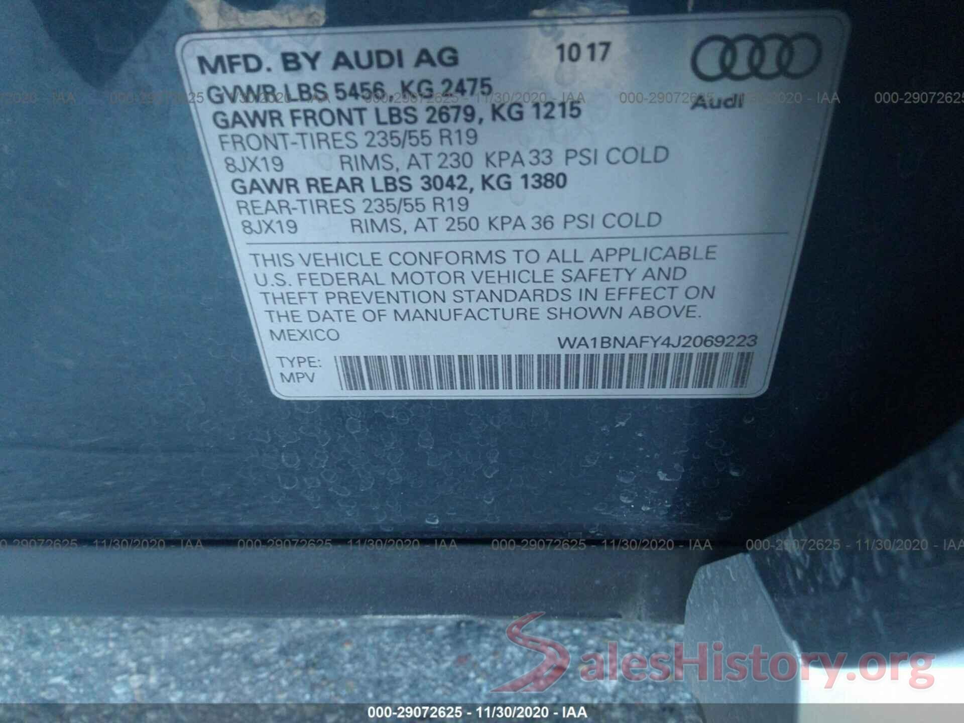 WA1BNAFY4J2069223 2018 AUDI Q5