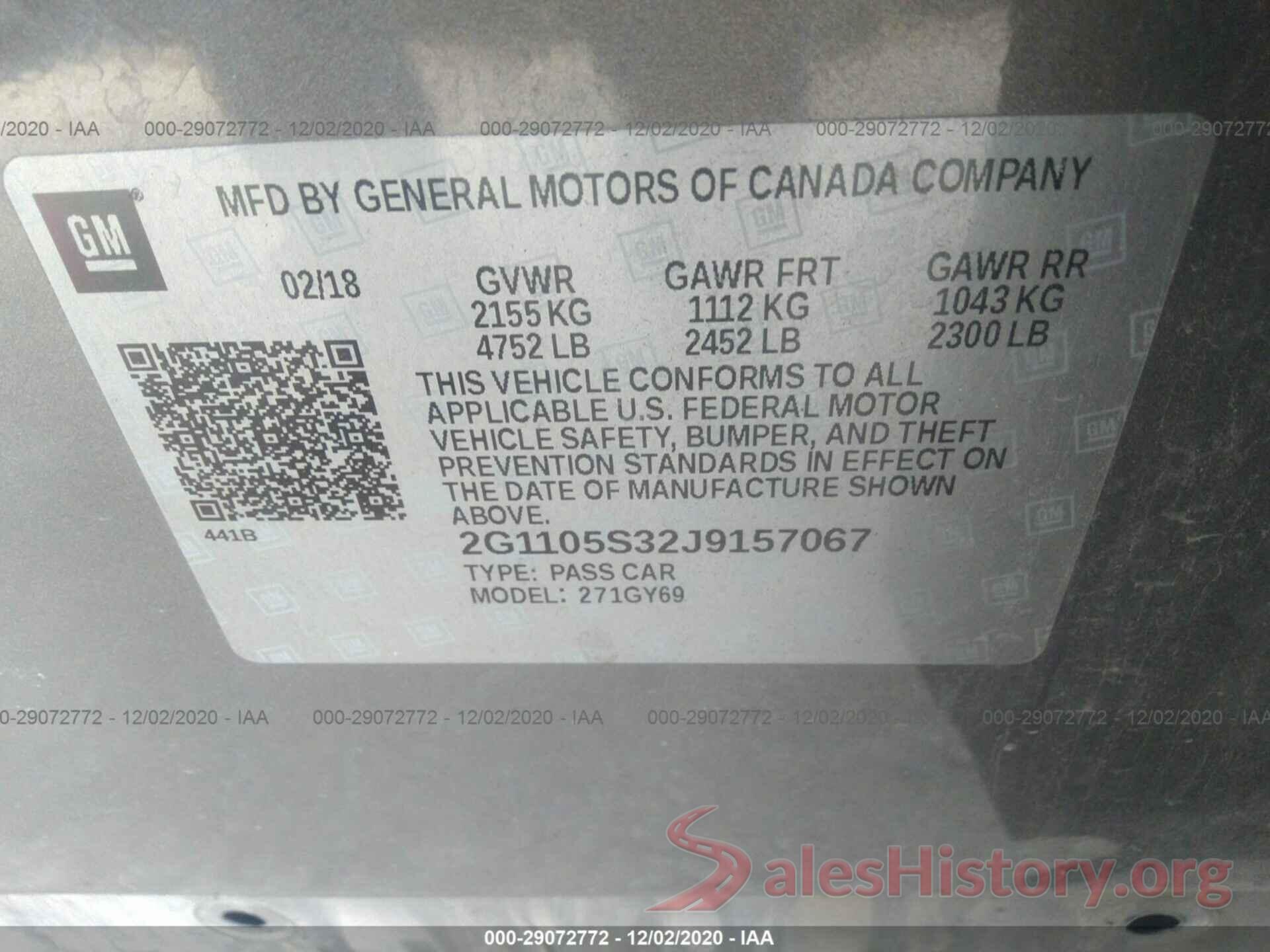 2G1105S32J9157067 2018 CHEVROLET IMPALA