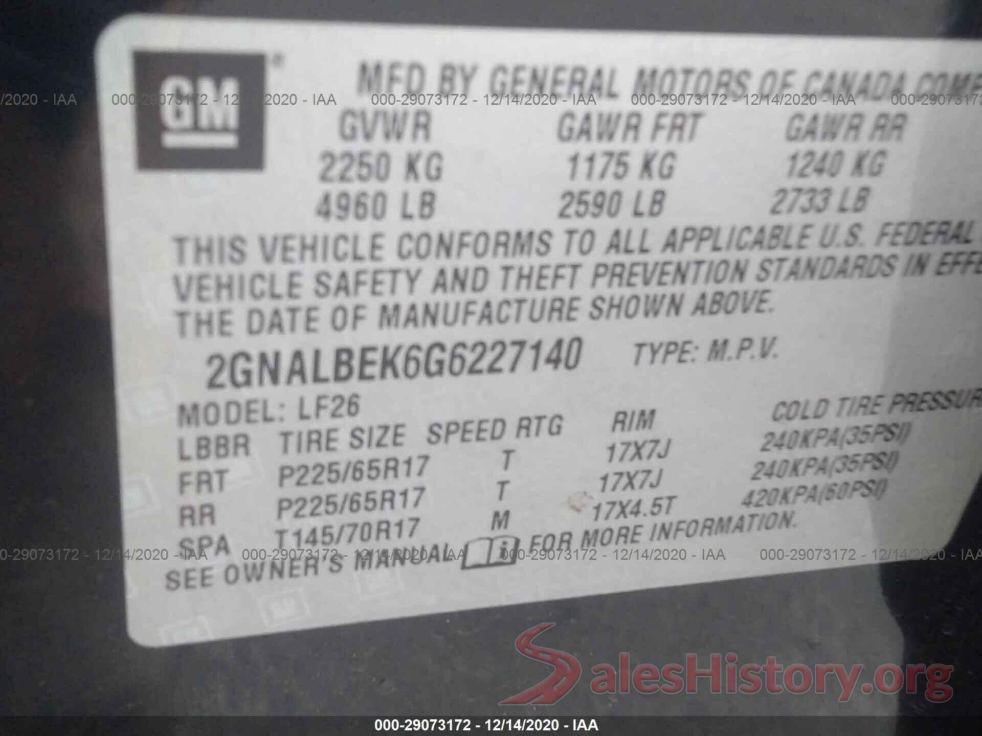 2GNALBEK6G6227140 2016 CHEVROLET EQUINOX