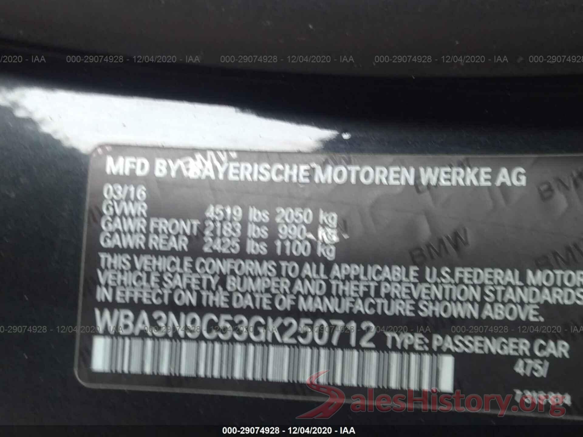 WBA3N9C53GK250712 2016 BMW 4 SERIES