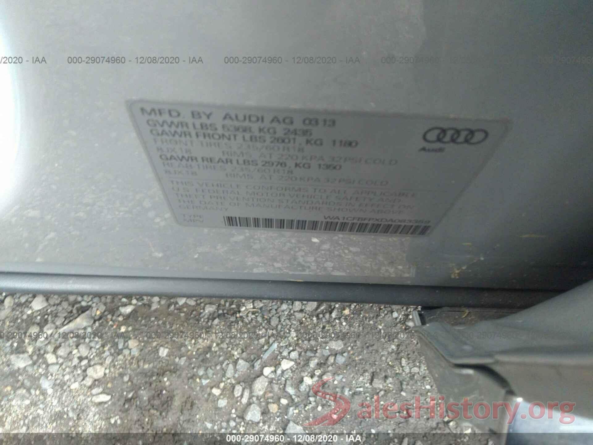 WA1CFBFPXDA083359 2013 AUDI Q5