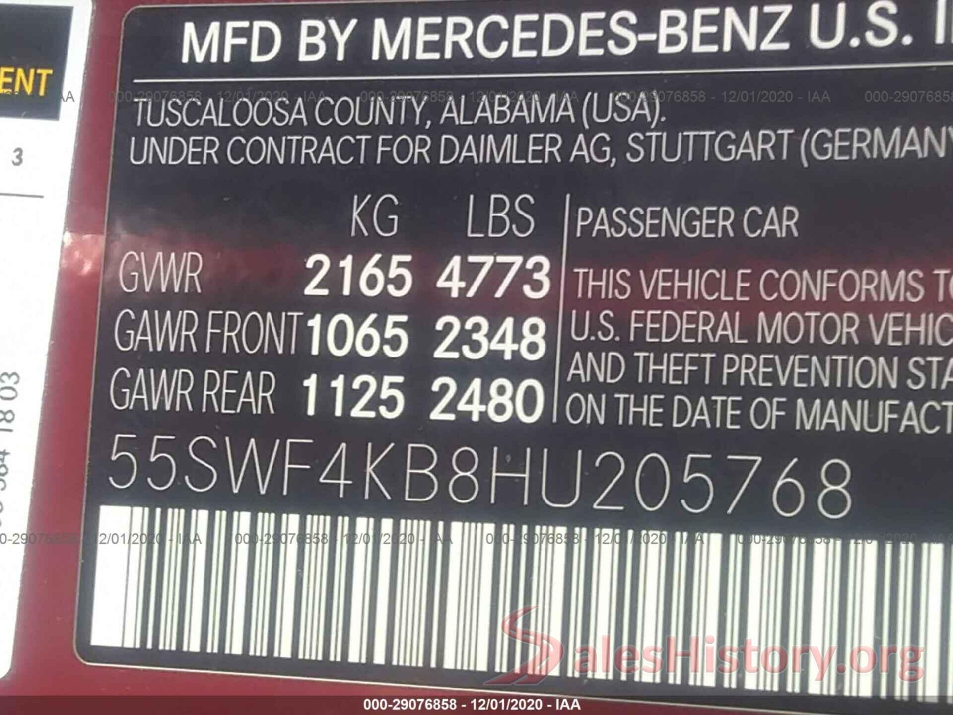 55SWF4KB8HU205768 2017 MERCEDES-BENZ C-CLASS