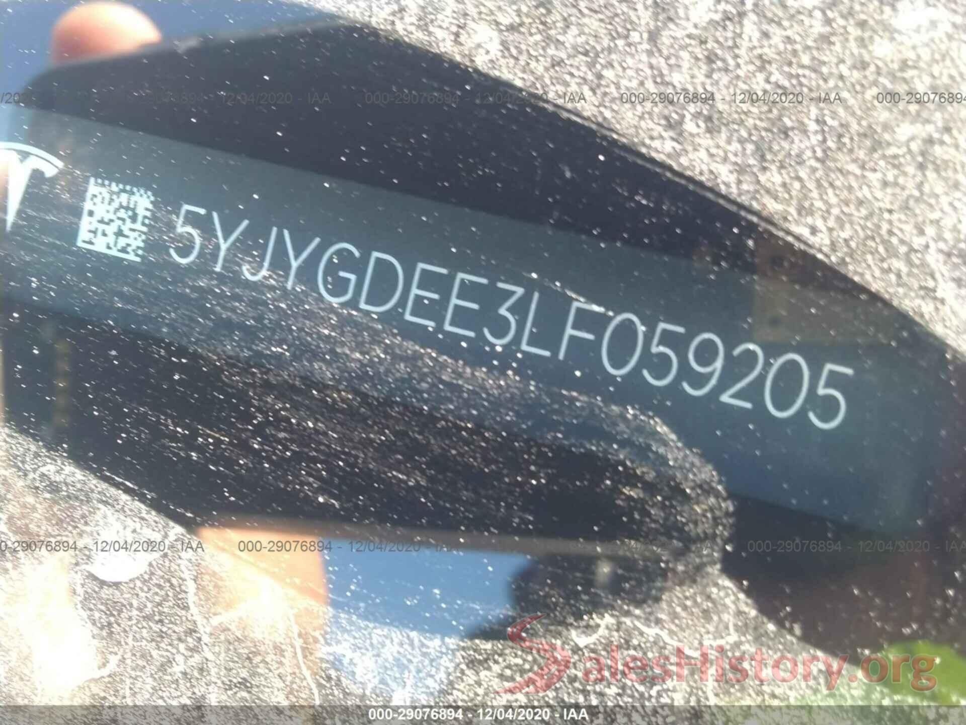 5YJYGDEE3LF059205 2020 TESLA MODEL Y