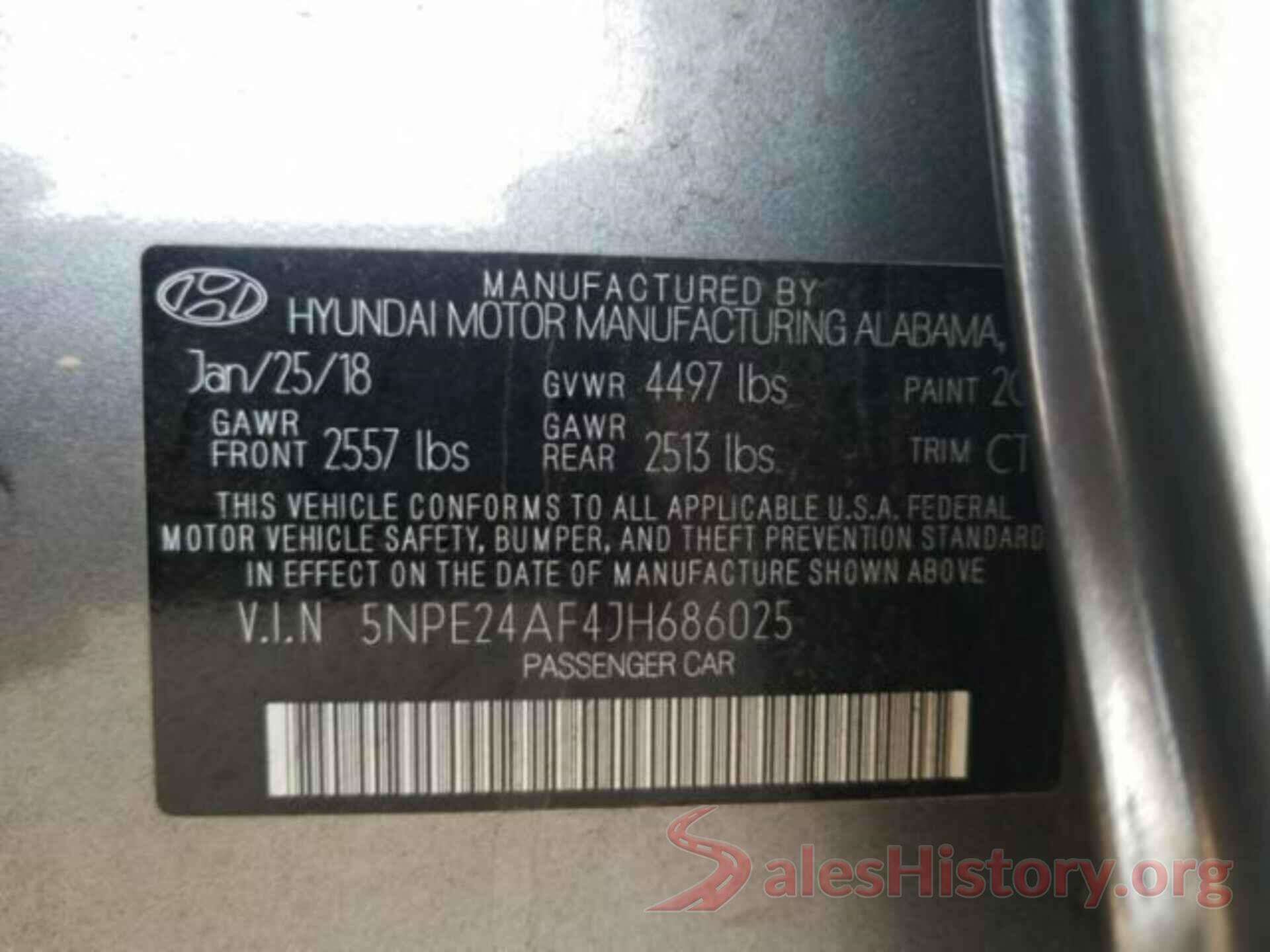 5NPE24AF4JH686025 2018 HYUNDAI SONATA