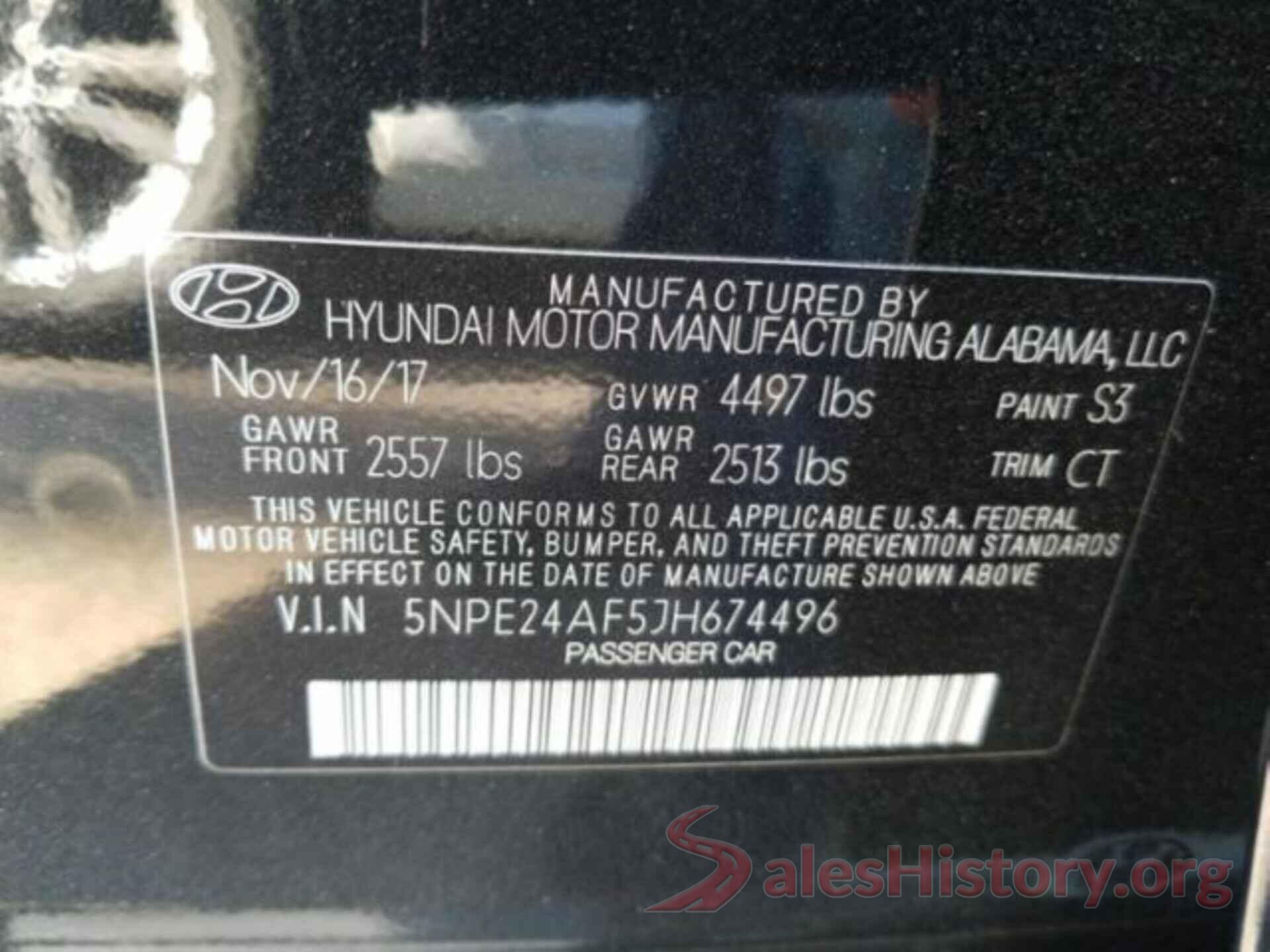 5NPE24AF5JH674496 2018 HYUNDAI SONATA