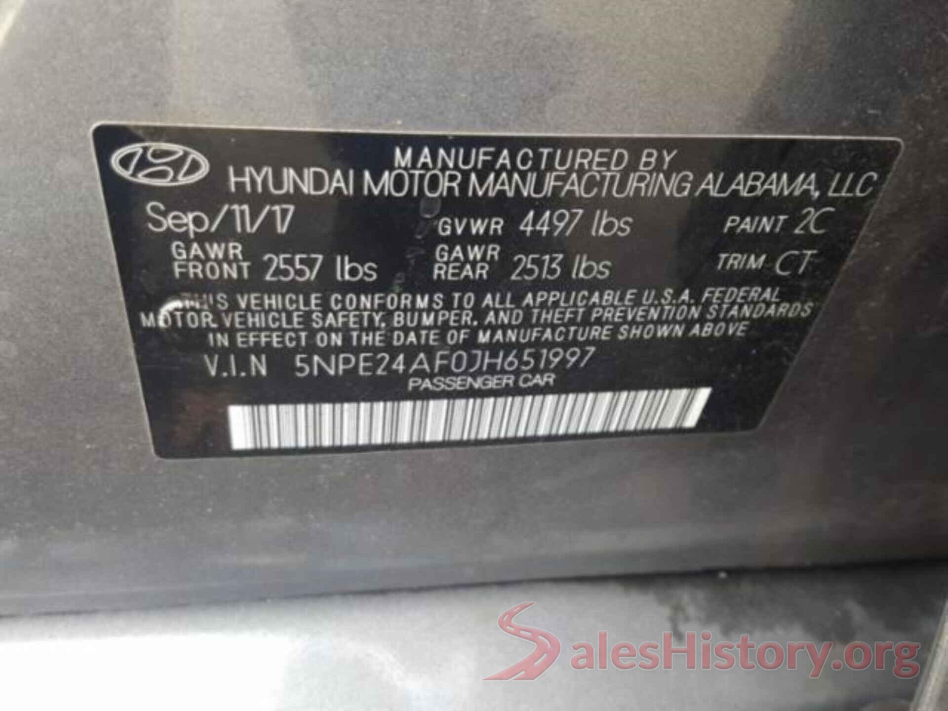 5NPE24AF0JH651997 2018 HYUNDAI SONATA