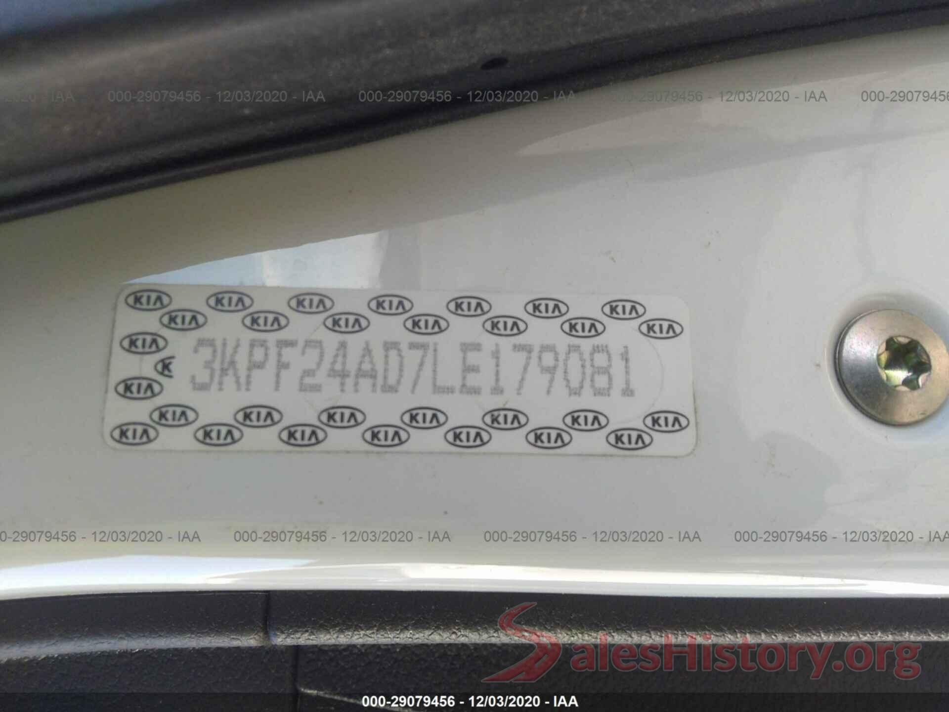 3KPF24AD7LE179081 2020 KIA FORTE