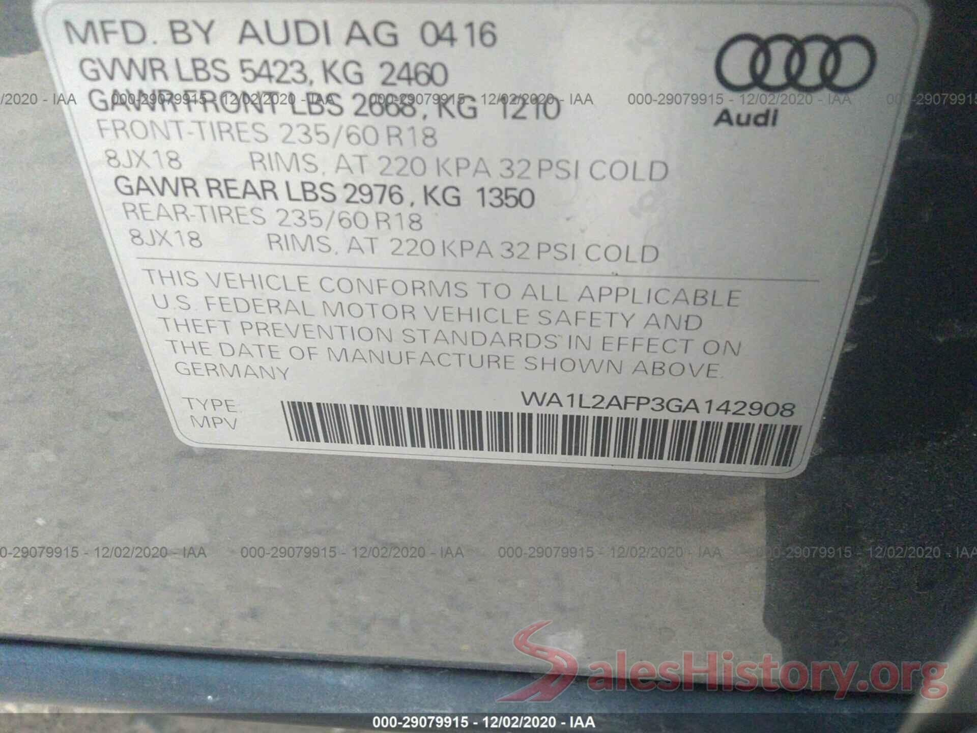 WA1L2AFP3GA142908 2016 AUDI Q5