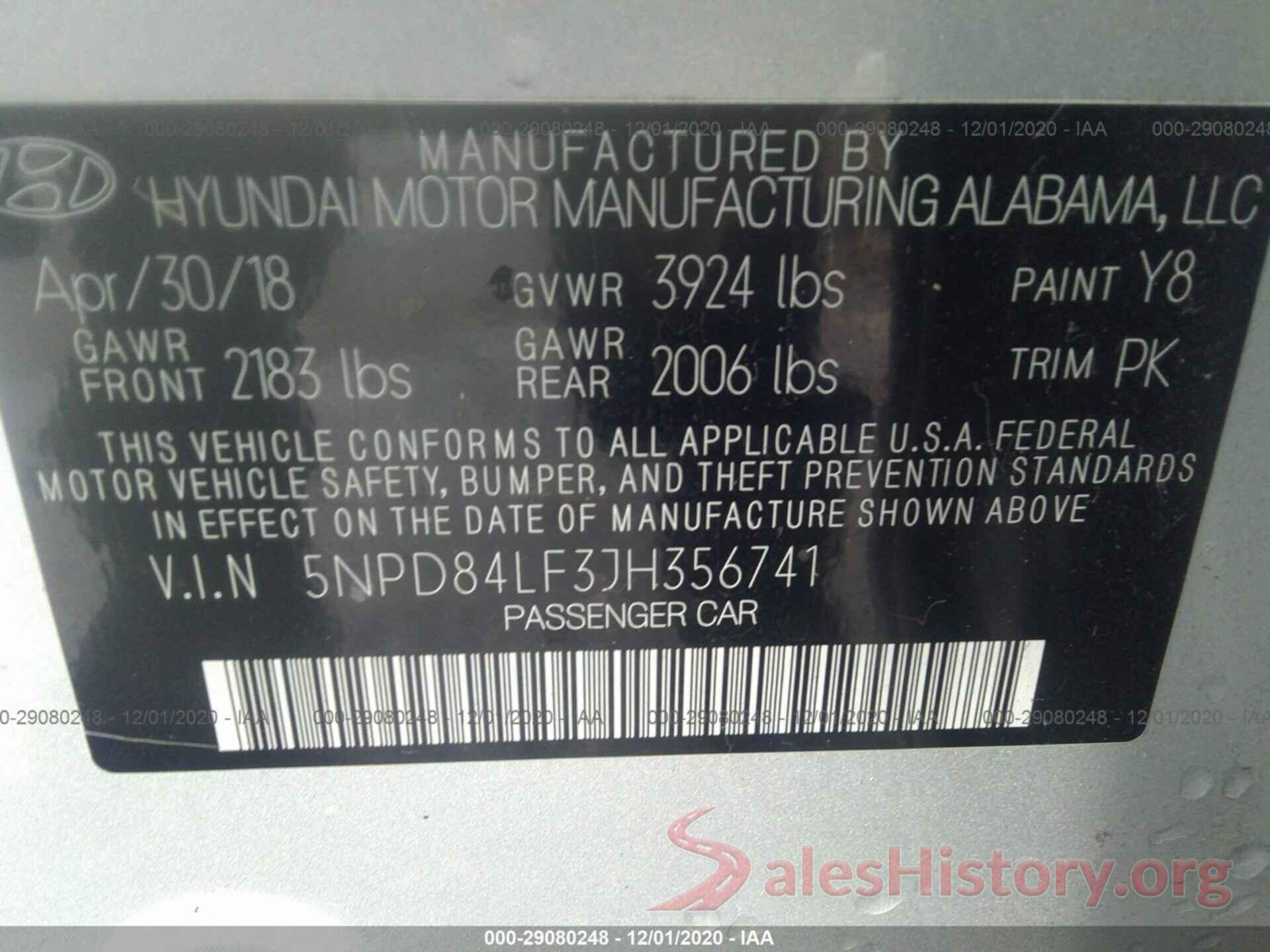 5NPD84LF3JH356741 2018 HYUNDAI ELANTRA