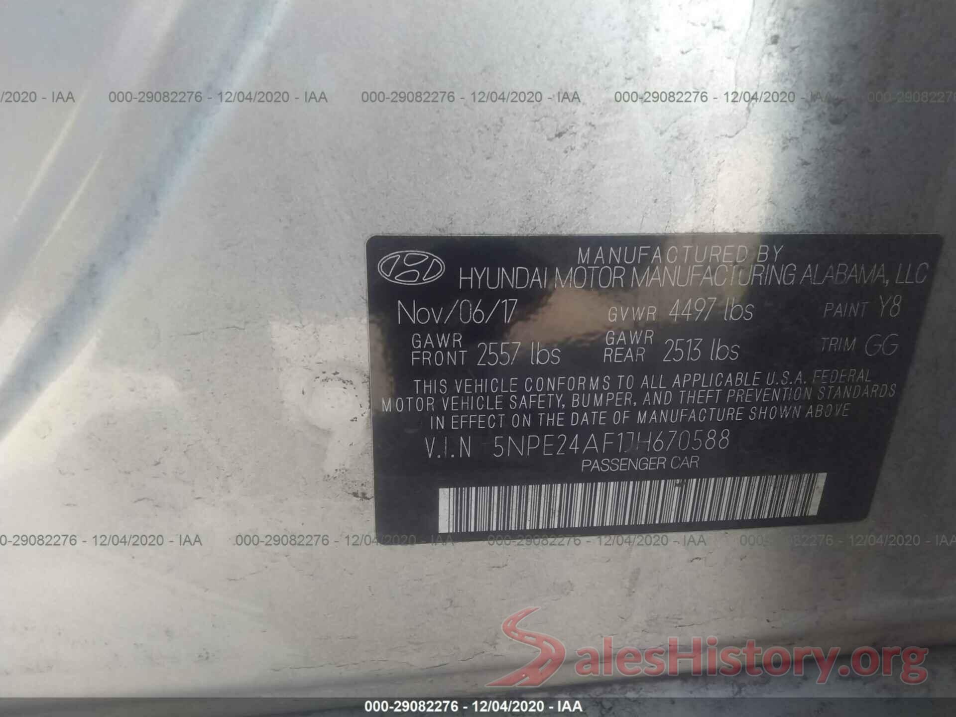 5NPE24AF1JH670588 2018 HYUNDAI SONATA