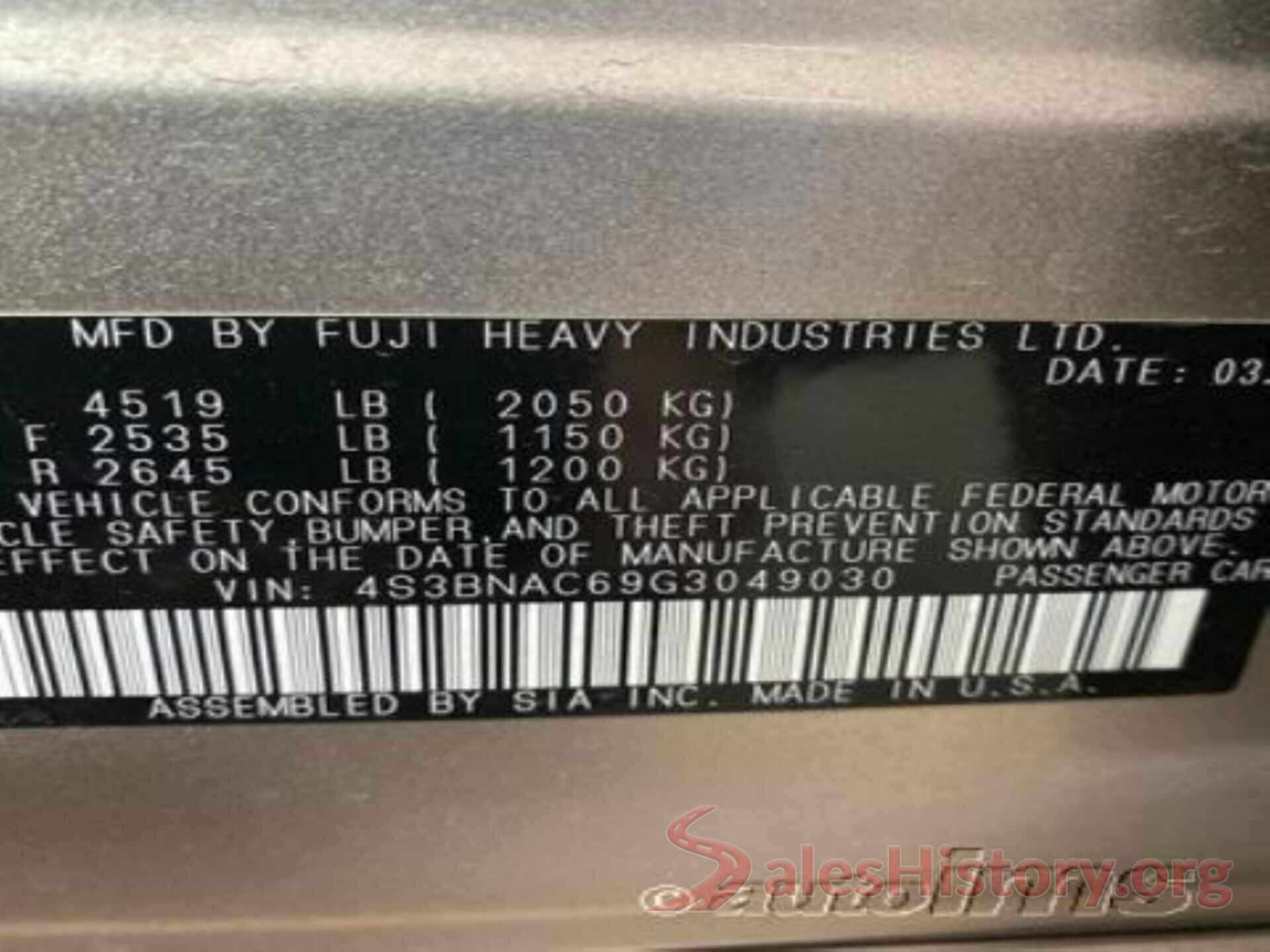 4S3BNAC69G3049030 2016 SUBARU LEGACY