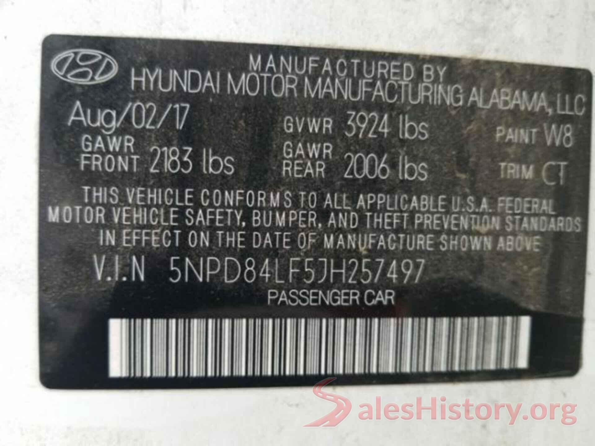 5NPD84LF5JH257497 2018 HYUNDAI ELANTRA