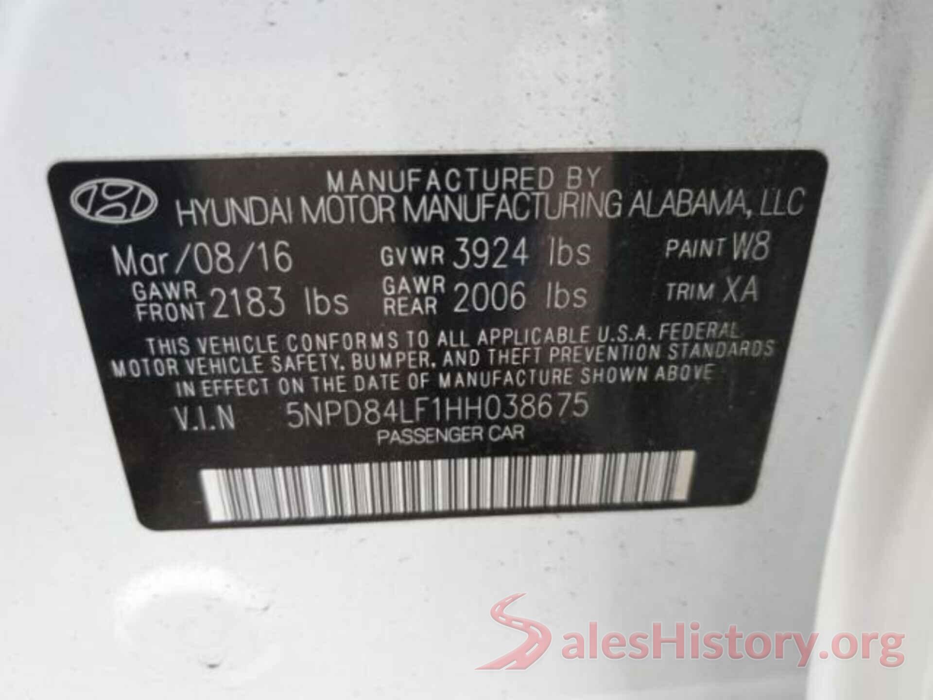 5NPD84LF1HH038675 2017 HYUNDAI ELANTRA