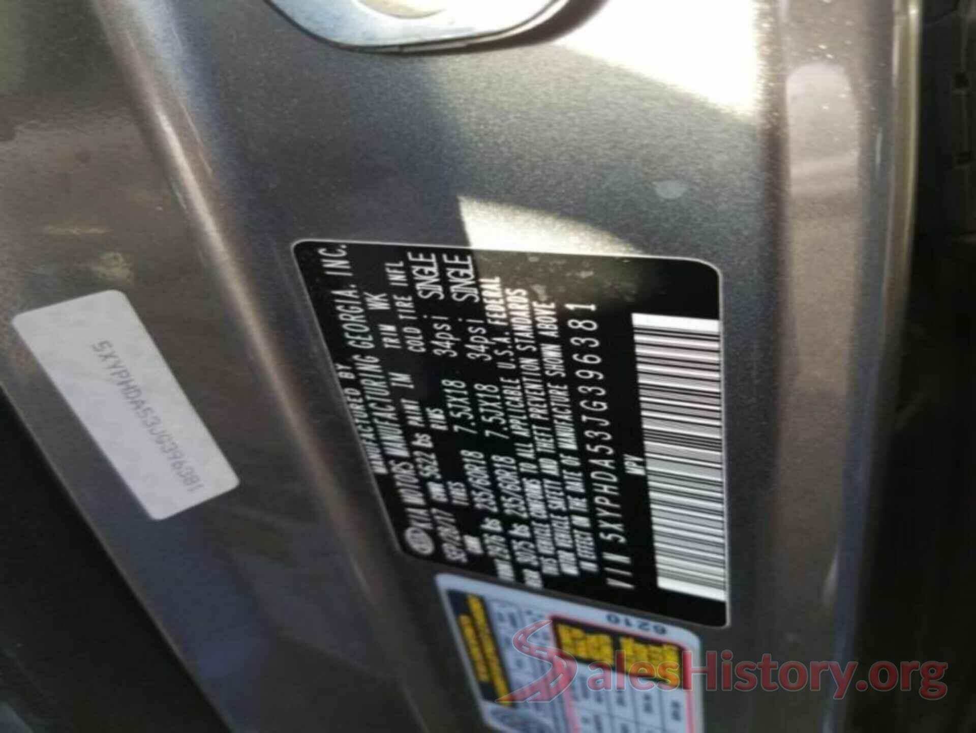 5XYPHDA53JG396381 2018 KIA SORENTO