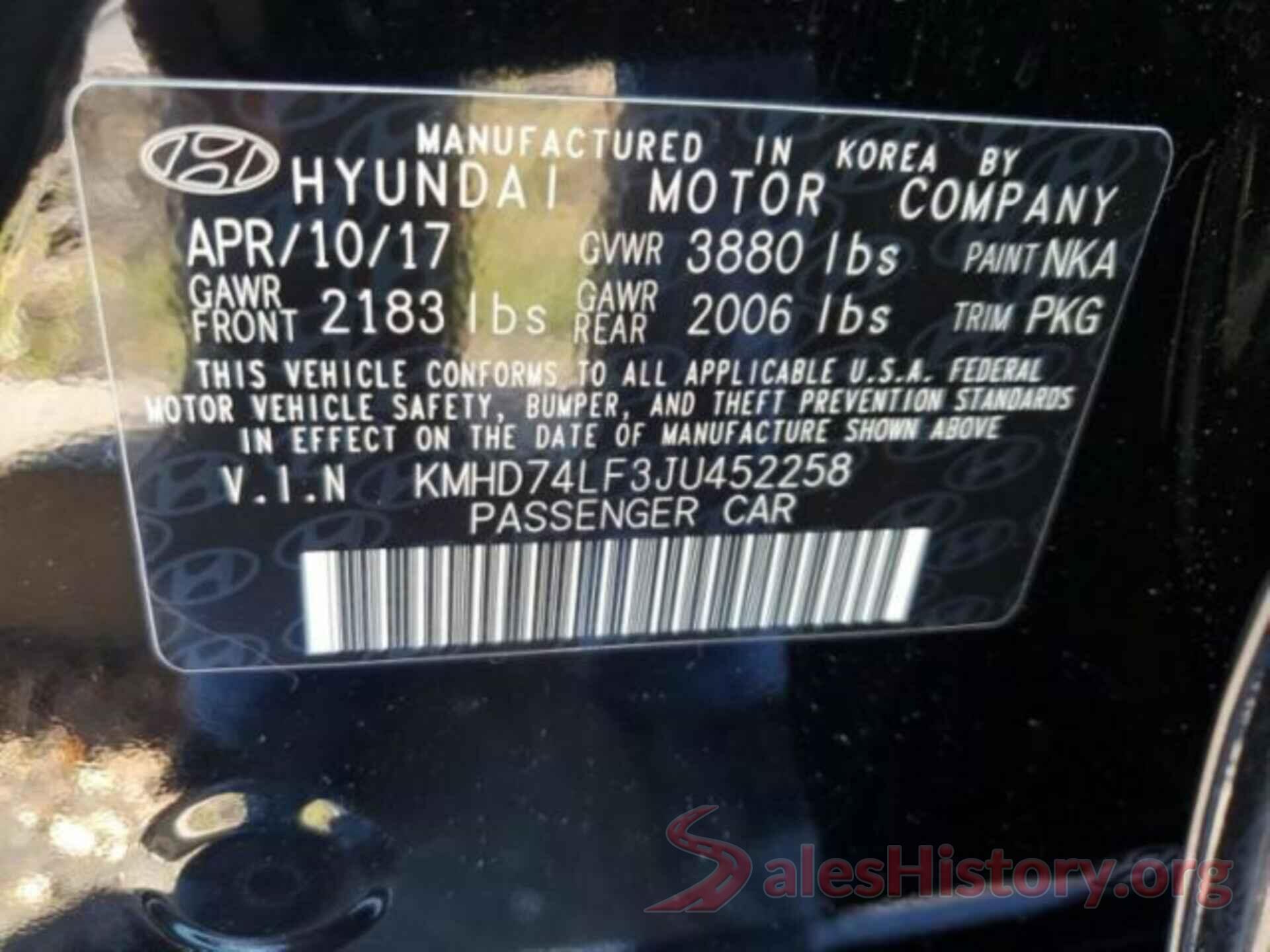 KMHD74LF3JU452258 2018 HYUNDAI ELANTRA