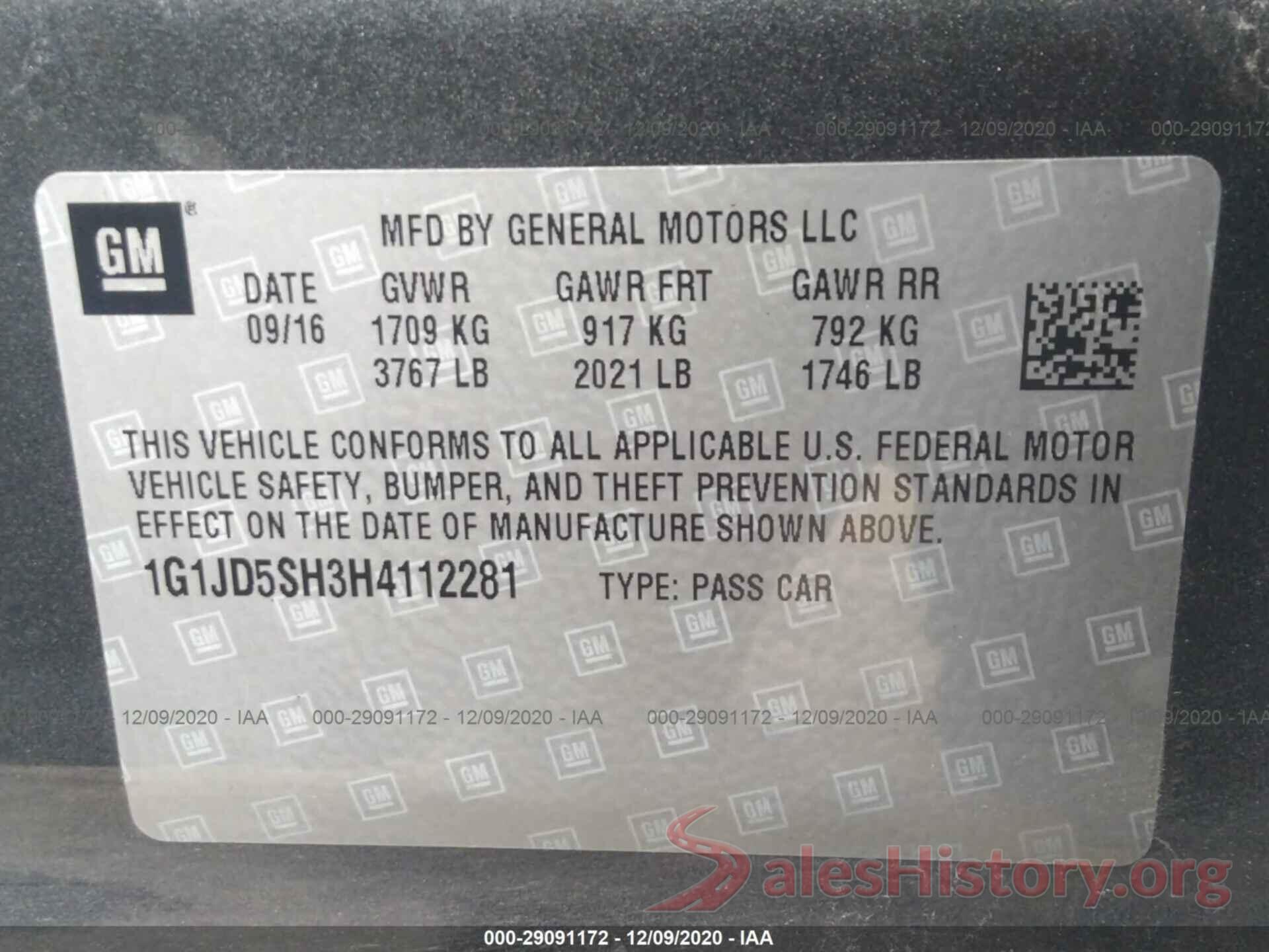 1G1JD5SH3H4112281 2017 CHEVROLET SONIC